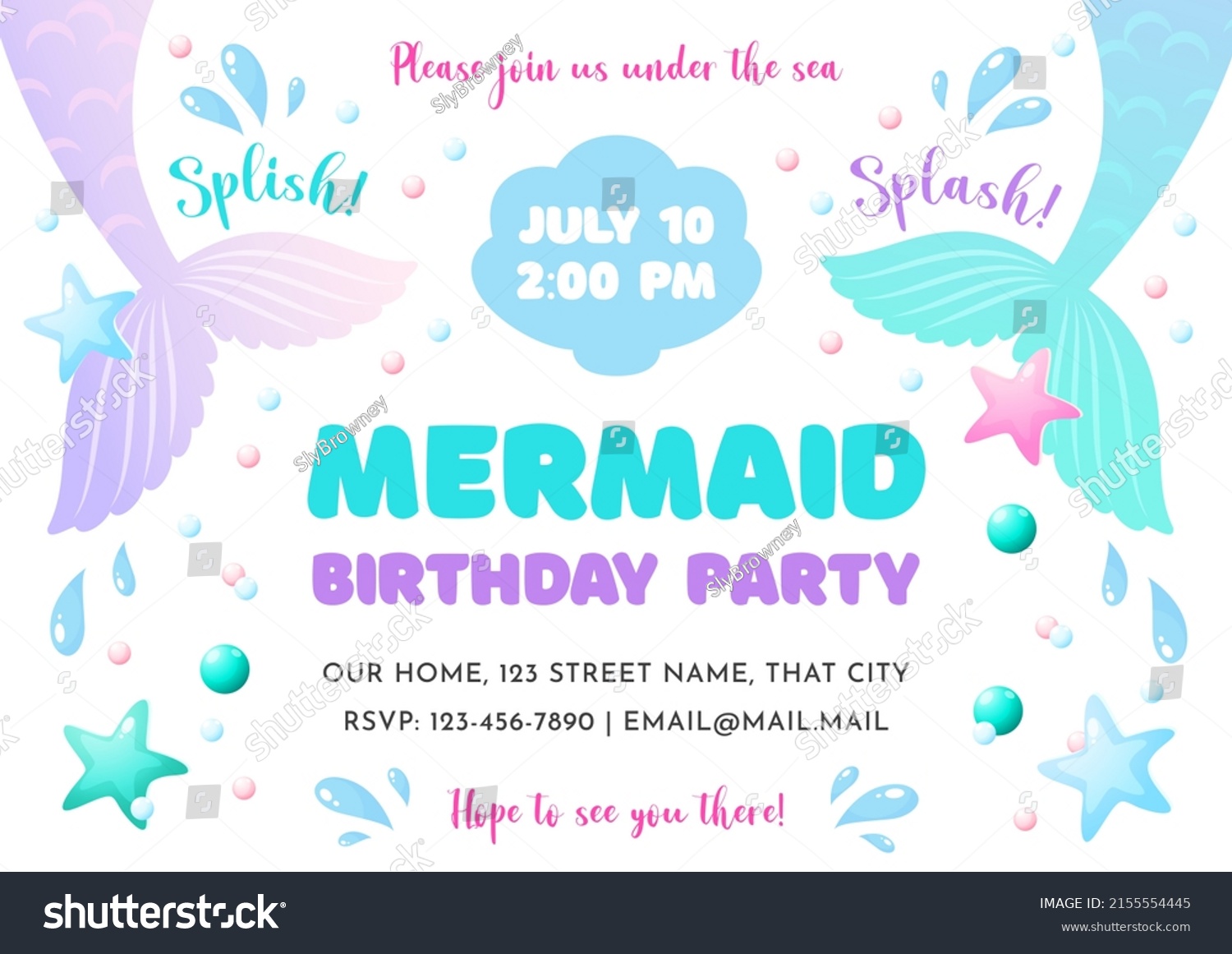 Birthday Party Invitation Template Cute Illustration Stock Vector ...