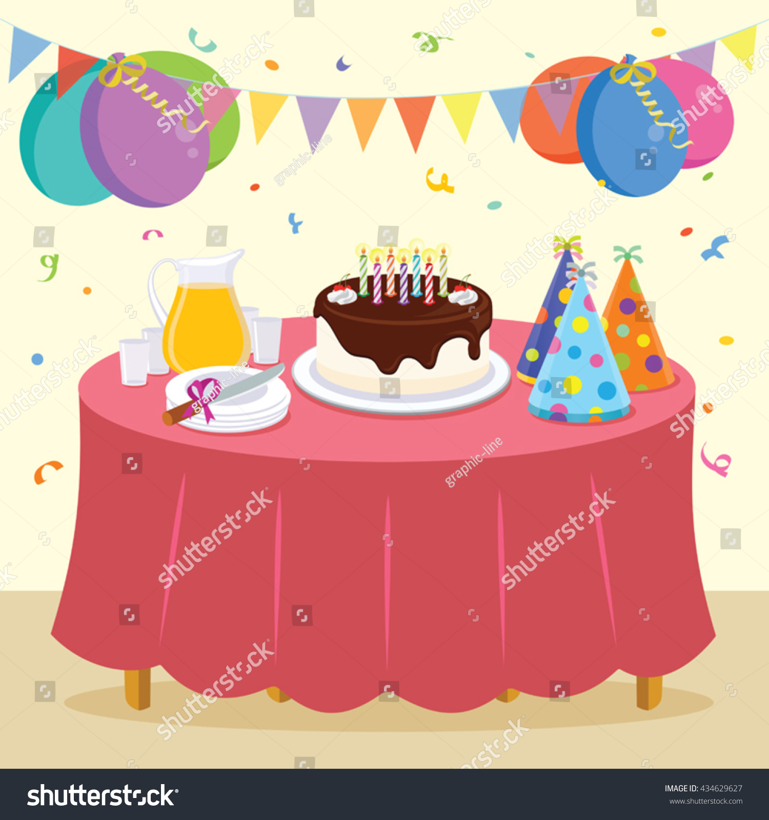 Birthday Party Vector Illustration Kid Birthday Stock Vector (Royalty