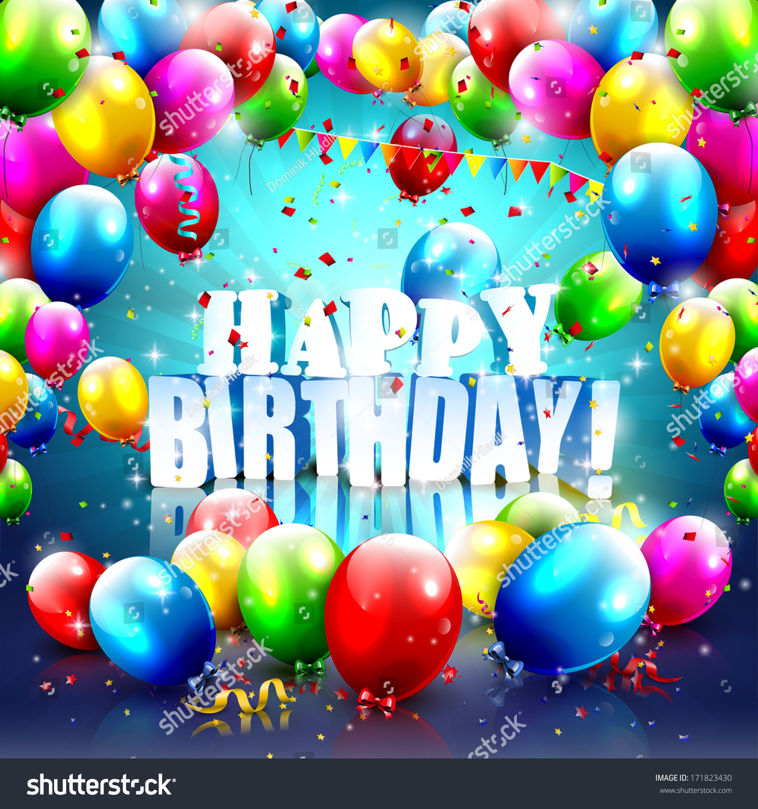 Birthday Poster Balloons 3d Text Vector Stock Vector 171823430 ...