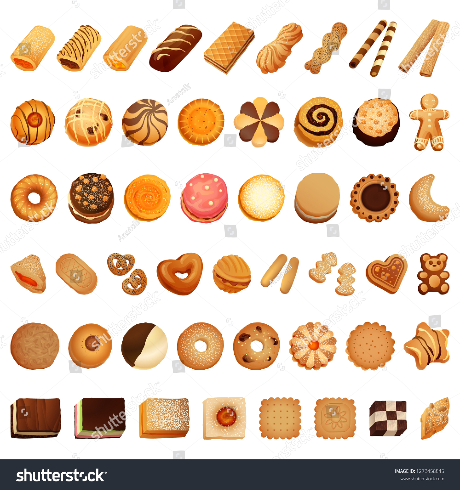 Biscuit Bread Coockies Icon Set Cartoon Stock Vector (royalty Free 