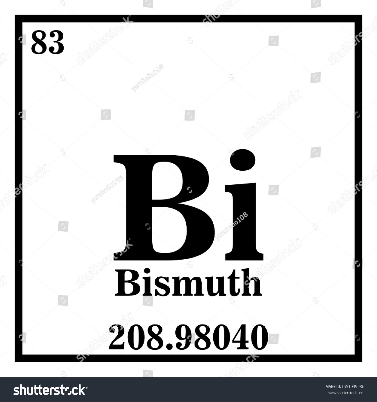 Bismuth Periodic Table Elements Vector Illustration Vetor Stock Livre De Direitos 1551099986 8019