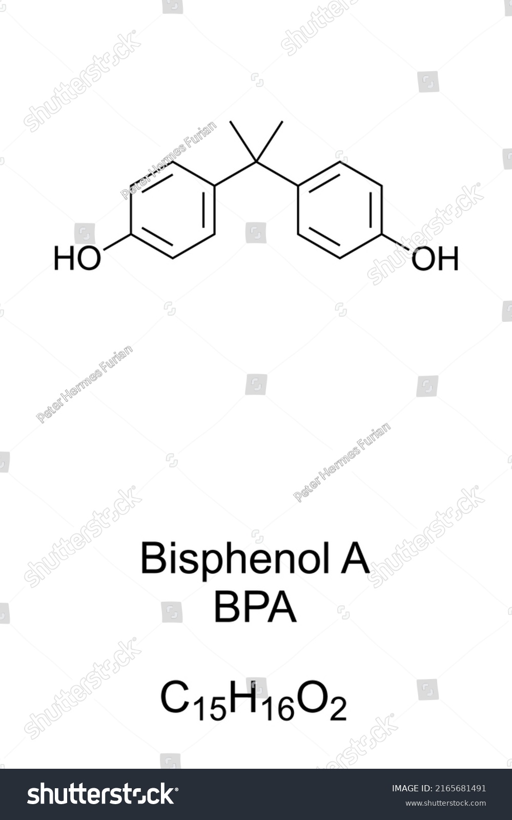 Bisphenol Bpa Chemical Formula Skeletal Structure Stock Vector (Royalty ...