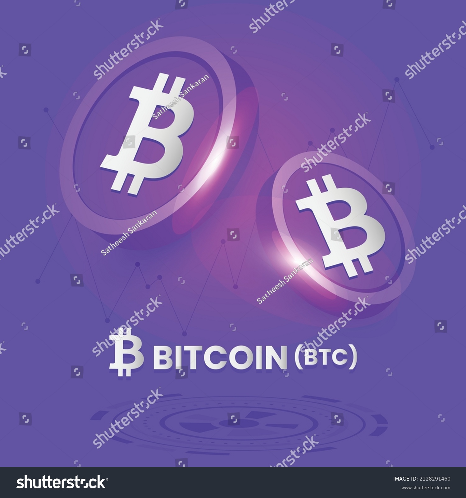 SVG of Bitcoin BTC cryptocurrency coins on a futuristic technology background vector template for poster, banner and social media post designs svg