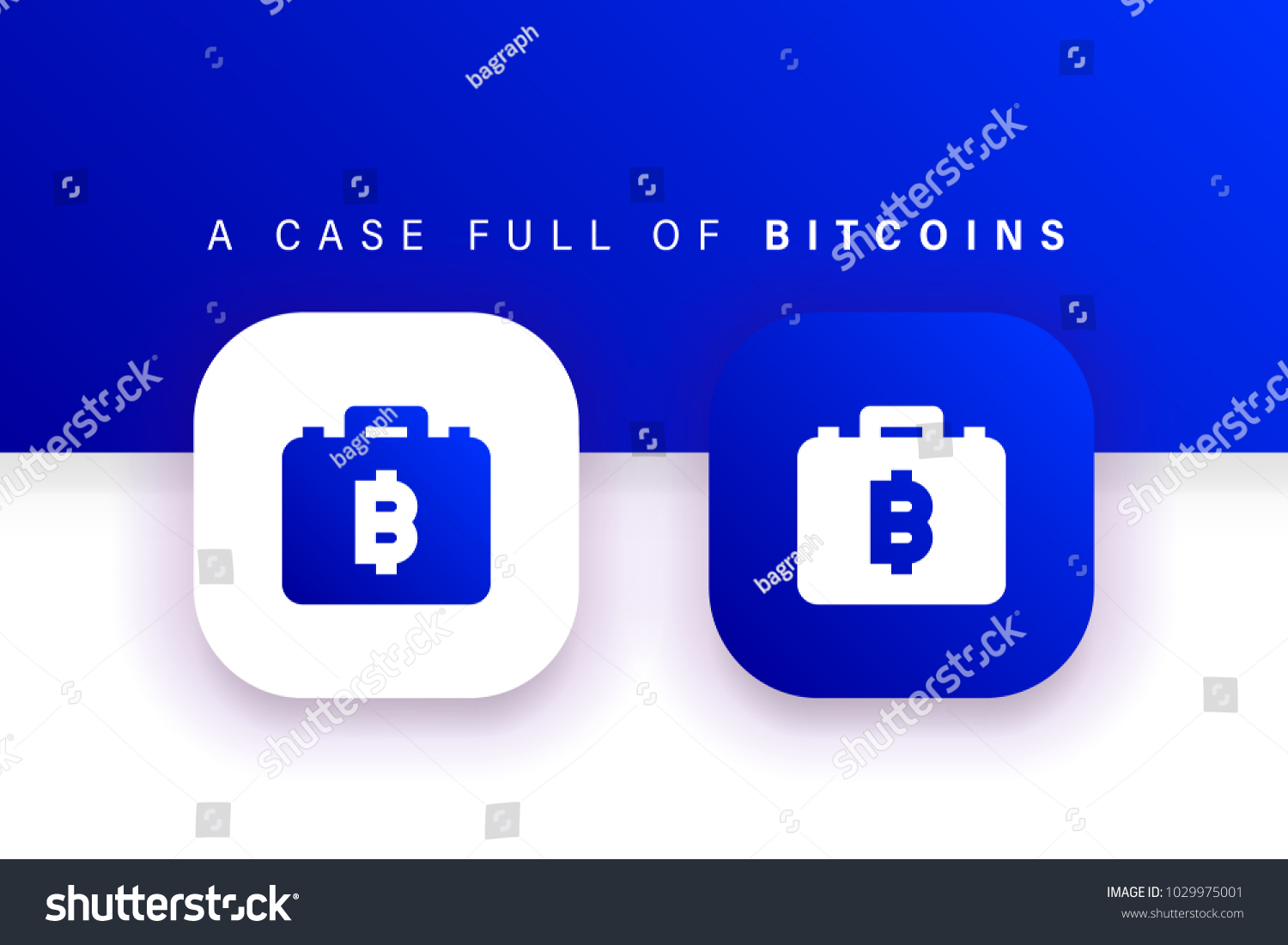 SVG of Bitcoin Case icon. Bitcoin Accounting icon. Square contained. Use for brand logo, application, ux/ui, web. Blue design. Compatible with jpg, png, eps, ai, cdr, svg, pdf, ico, gif. svg