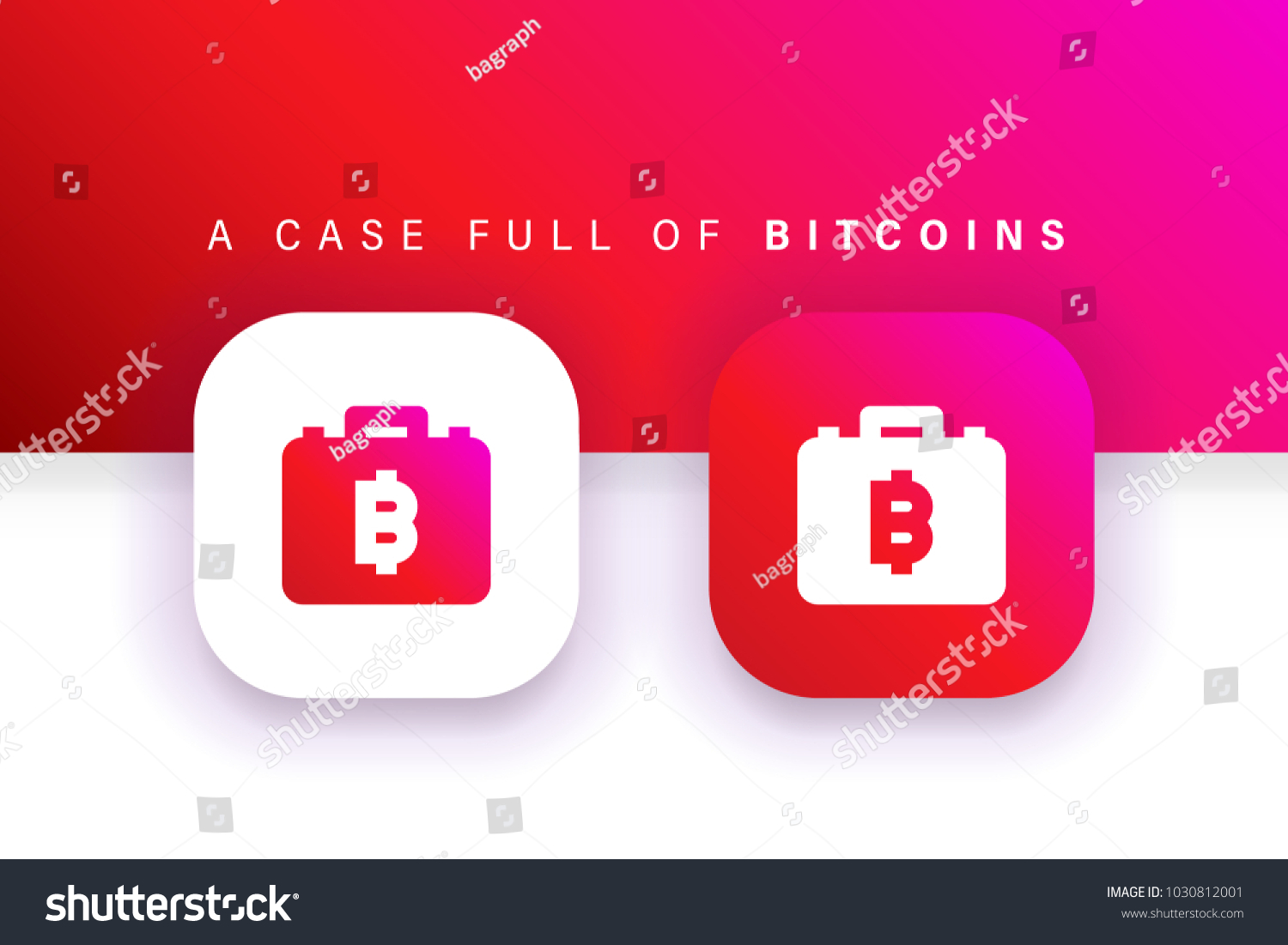 SVG of Bitcoin Case icon. Bitcoin Accounting icon. Square contained. Use for brand logo, application, ux/ui, web. Red design. Compatible with jpg, png, eps, ai, cdr, svg, pdf, ico, gif. svg