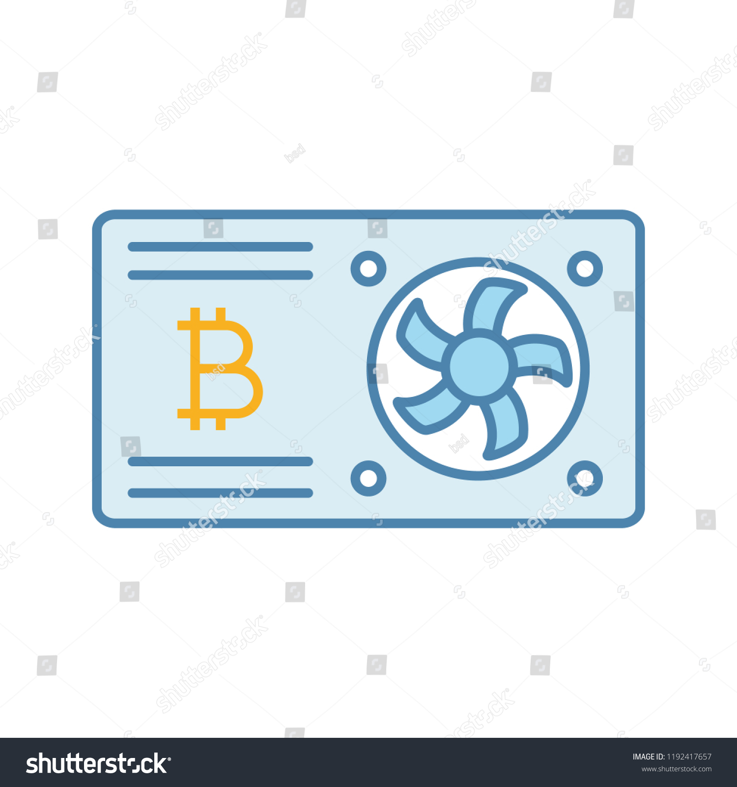 Bitcoin Mining Graphic Card Color Icon Stock Vector Royalty Free - 