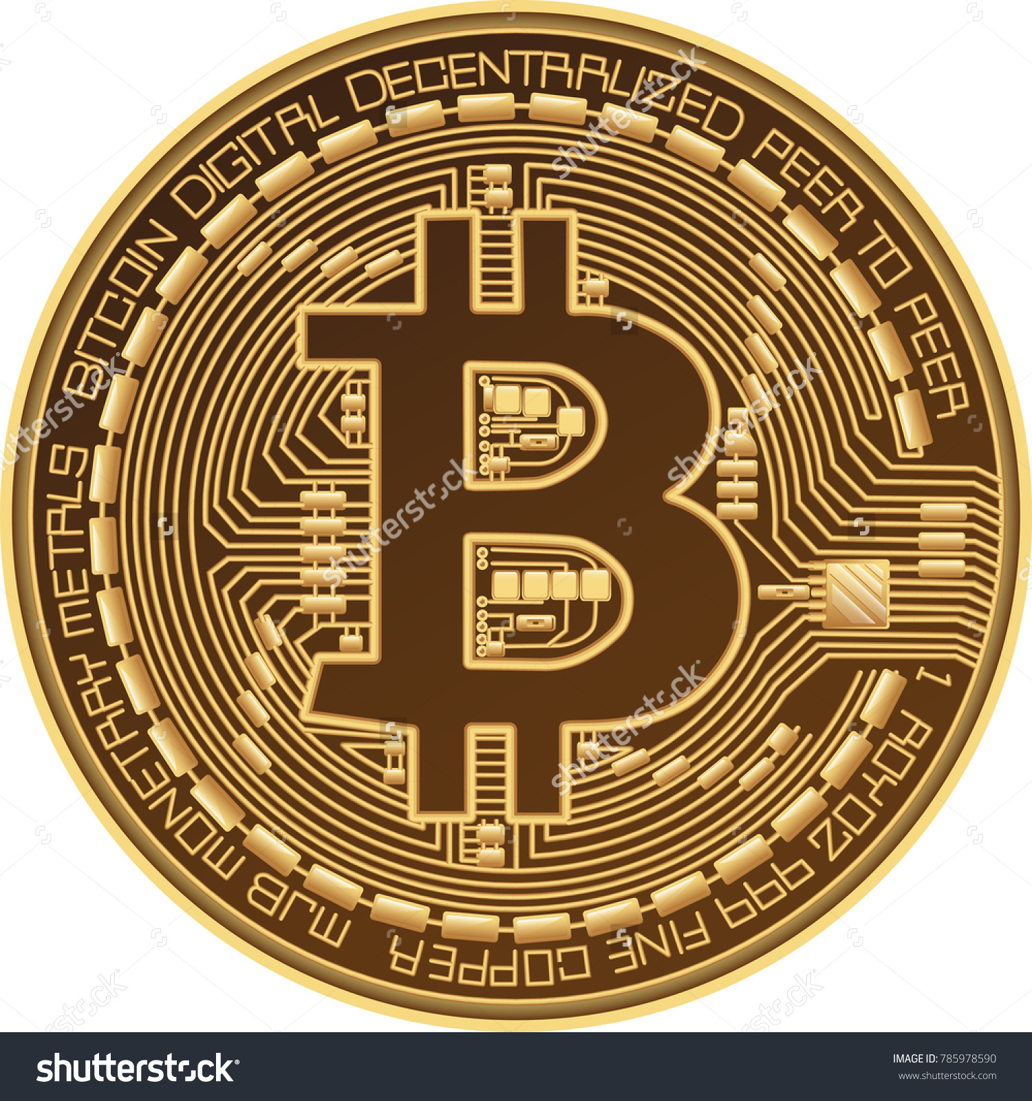 Bitcoin Vector Logo 3d Gold Icon Stock Vector Royalty Free 785978590