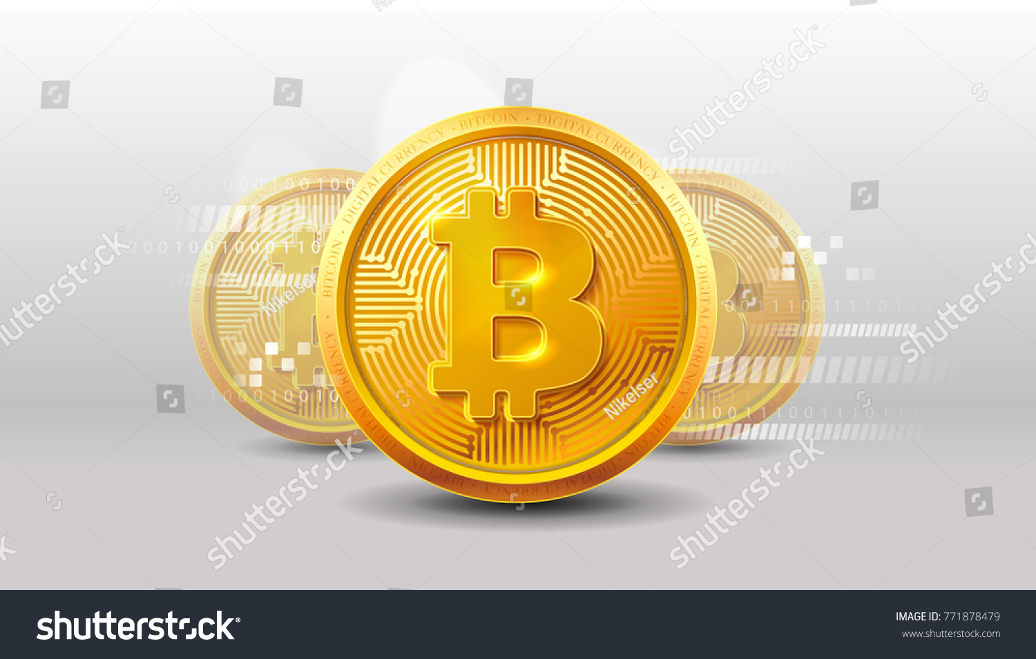 SVG of Bitcoins money Virtual currency concept background. Golden bitcoin coin blockchain technology for crypto currency. Digital money currency. Vector stock illustration. EPS 10 svg