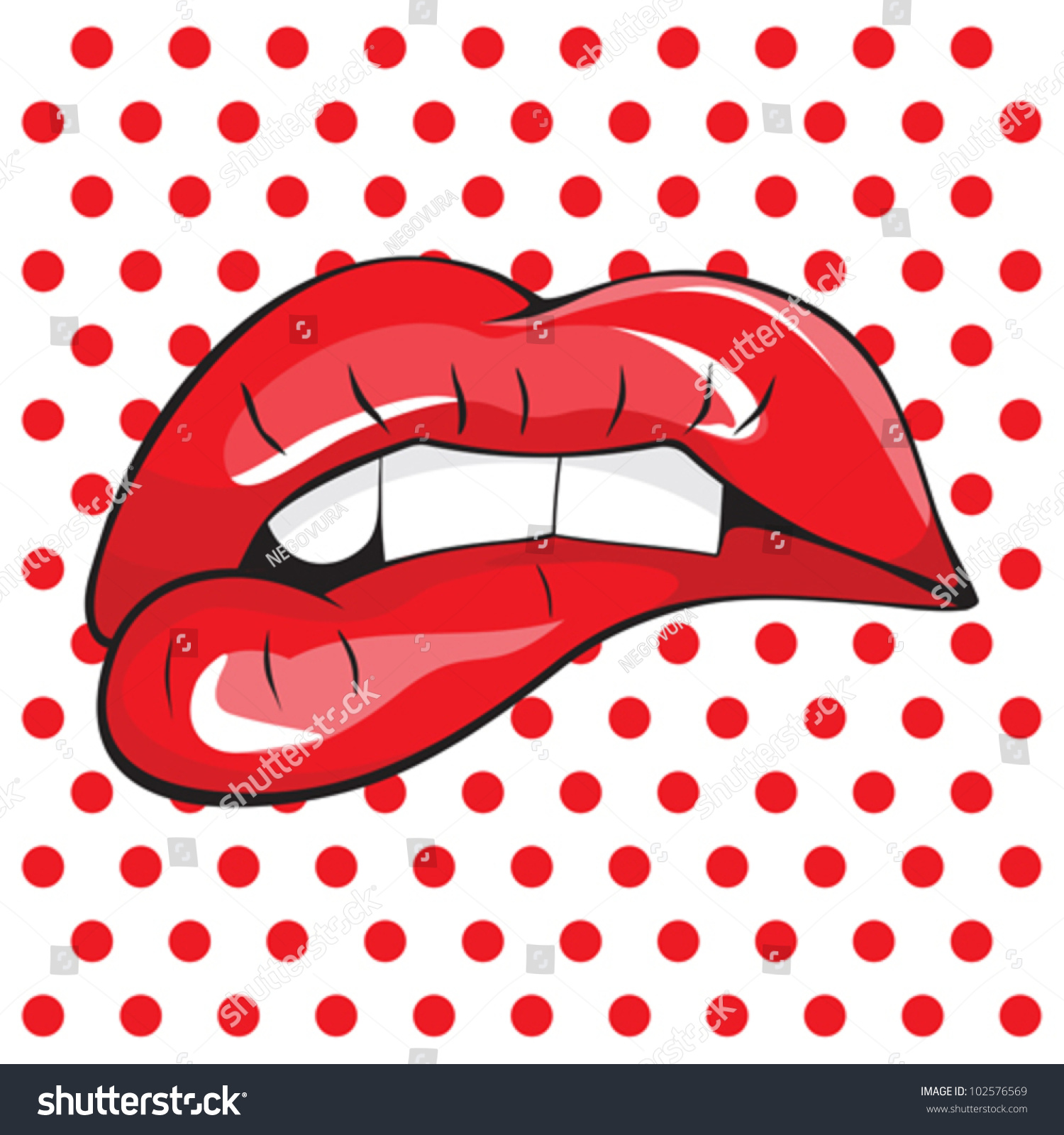 Biting Her Red Lips Teeth Pop Stock Vector 102576569 - Shutterstock