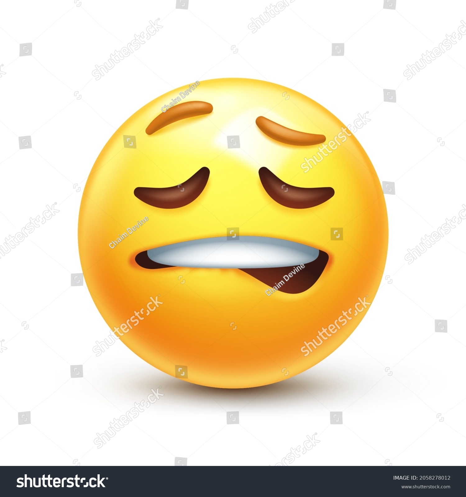 Vektor Stok Biting Lip Emoji Emoticon Bit Lip Tanpa Royalti Shutterstock