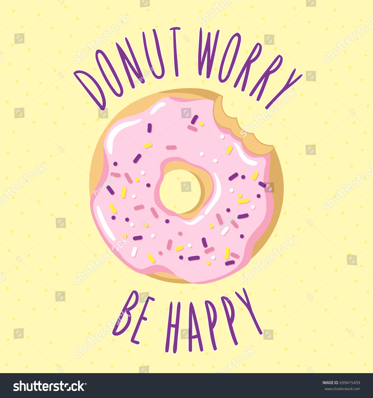 Bitten Glazed Donut Inscriptionpun Donut Worry Stock Vector (Royalty ...