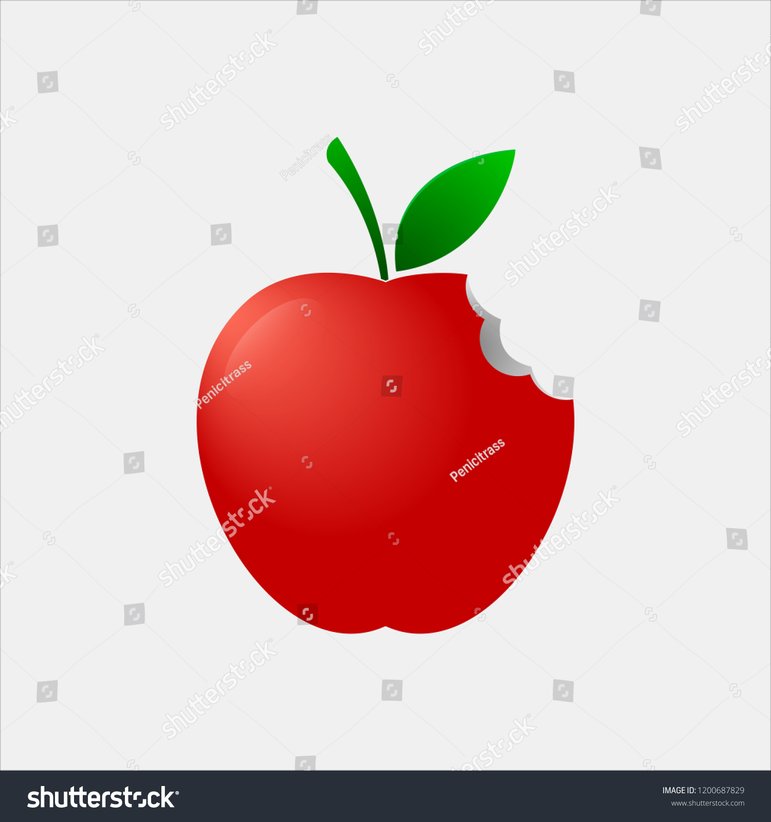 Bitten Red Apple Icon Design Template Stock Vector Royalty Free