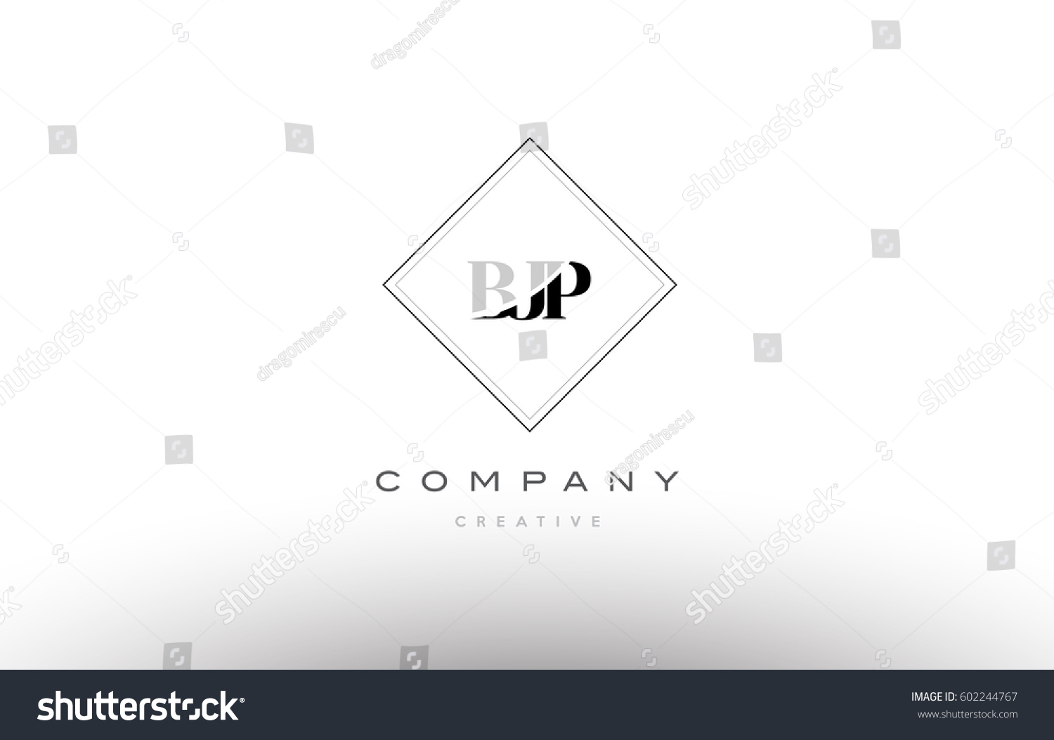 SVG of bjp b j p retro vintage simple rhombus three 3 letter combination black white alphabet company logo line design vector icon template  svg
