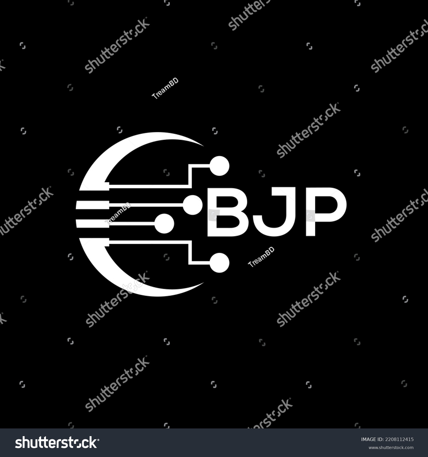 SVG of BJP Letter logo black background .BJP technology logo design vector image in illustrator .BJP letter logo design for entrepreneur and business.
 svg