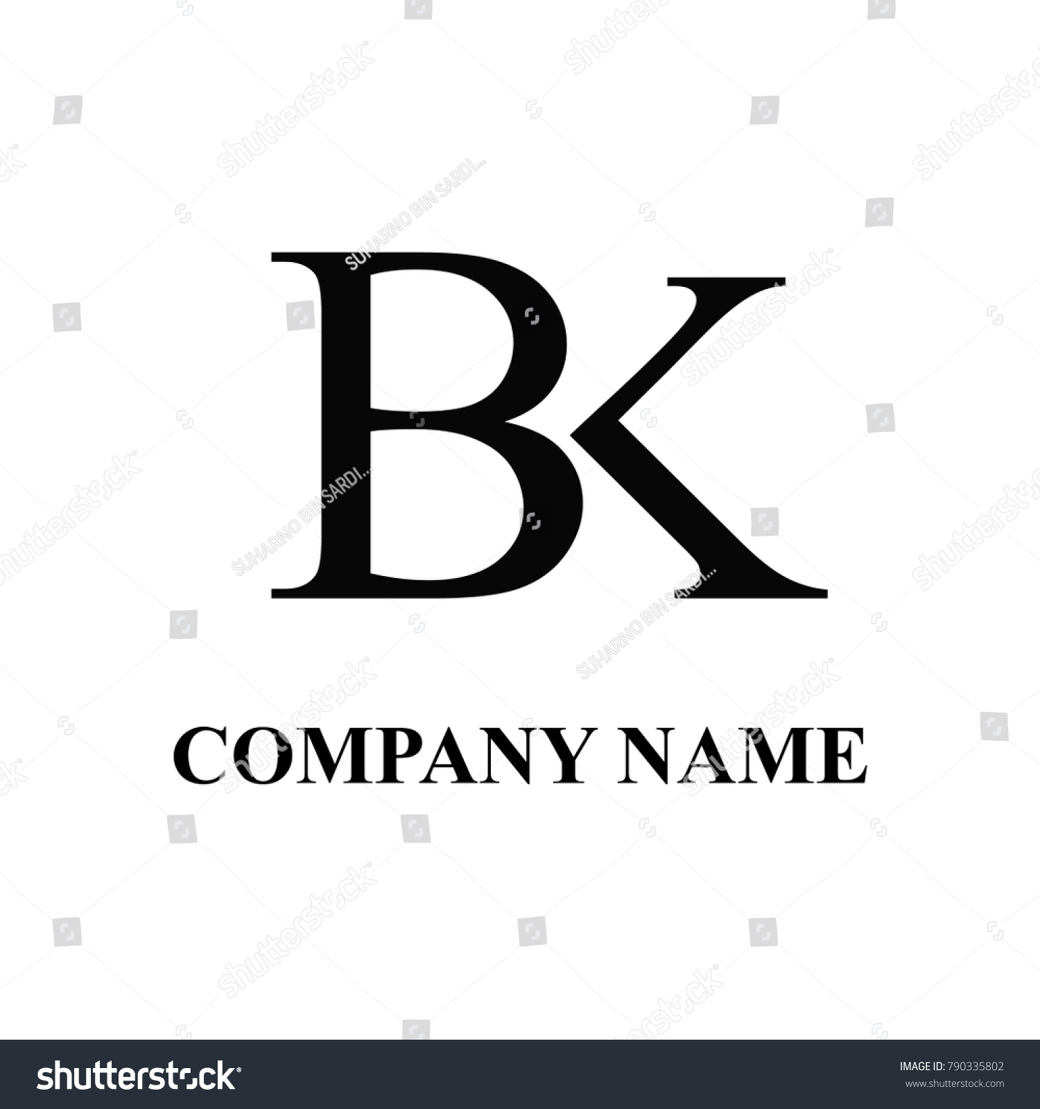 Bk Initial Logo Design Stock Vector (Royalty Free) 790335802