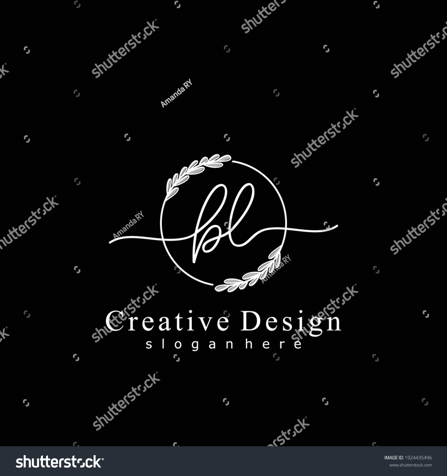 Bl Initial Calligraphy Handwritten Logo Handwritten Stock Vector ...