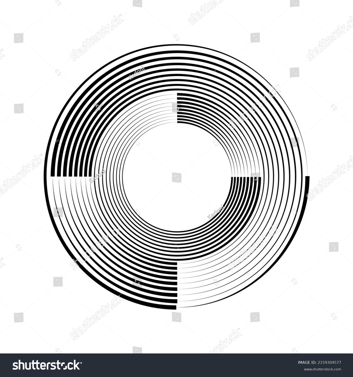 Black Abstract Concentric Curvy Lines Segmented Stock Vector (Royalty ...