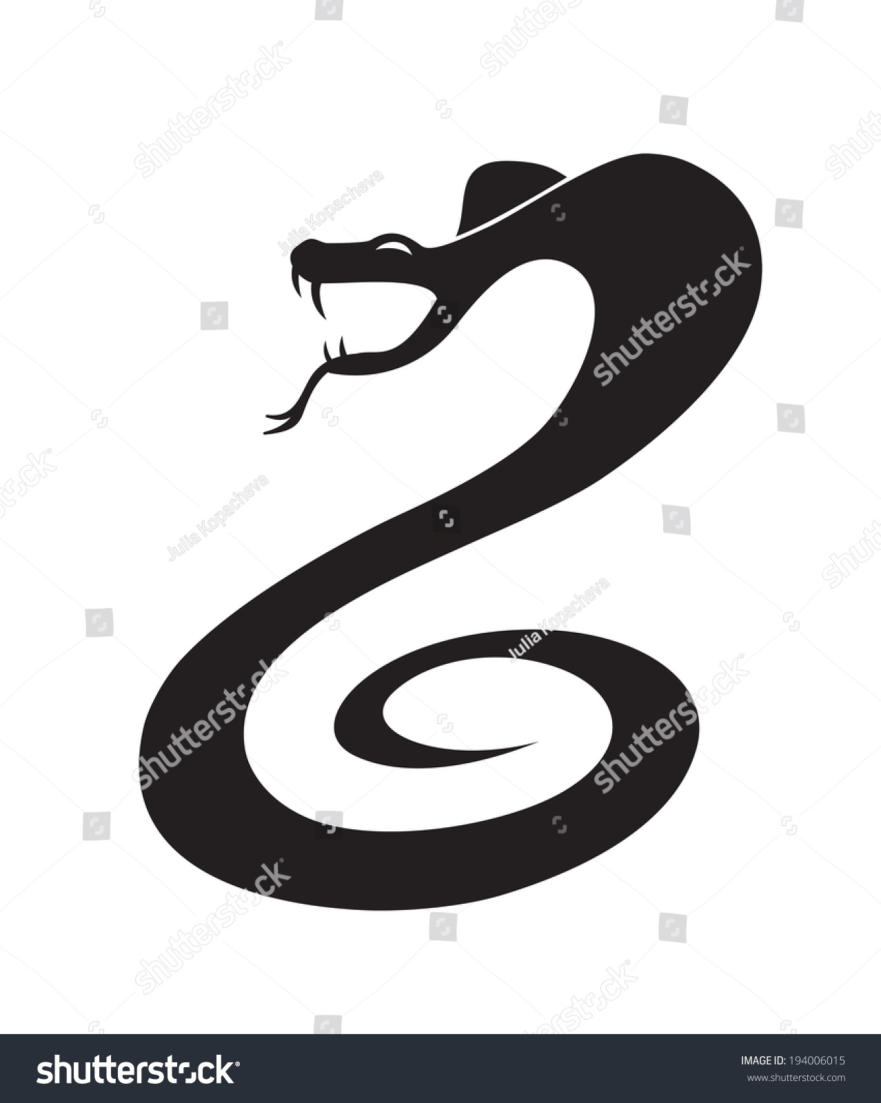 Black Abstract Silhouette Snake Attack Position Stock Vector (Royalty ...