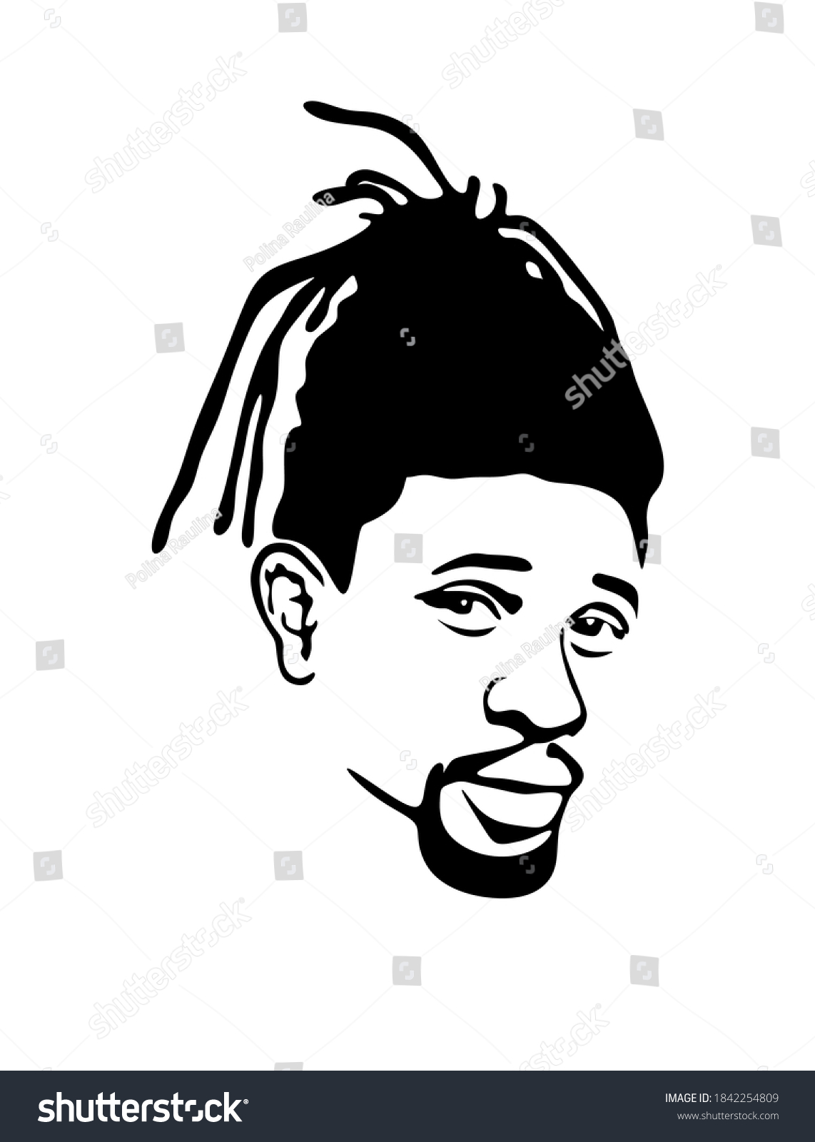 SVG of Black african american Rastafarian rasta afro male face portrait vector silhouette hairstyle and beard.Man head drawing from the side with long dreadlocks isolated on white background.Wall sticker. svg