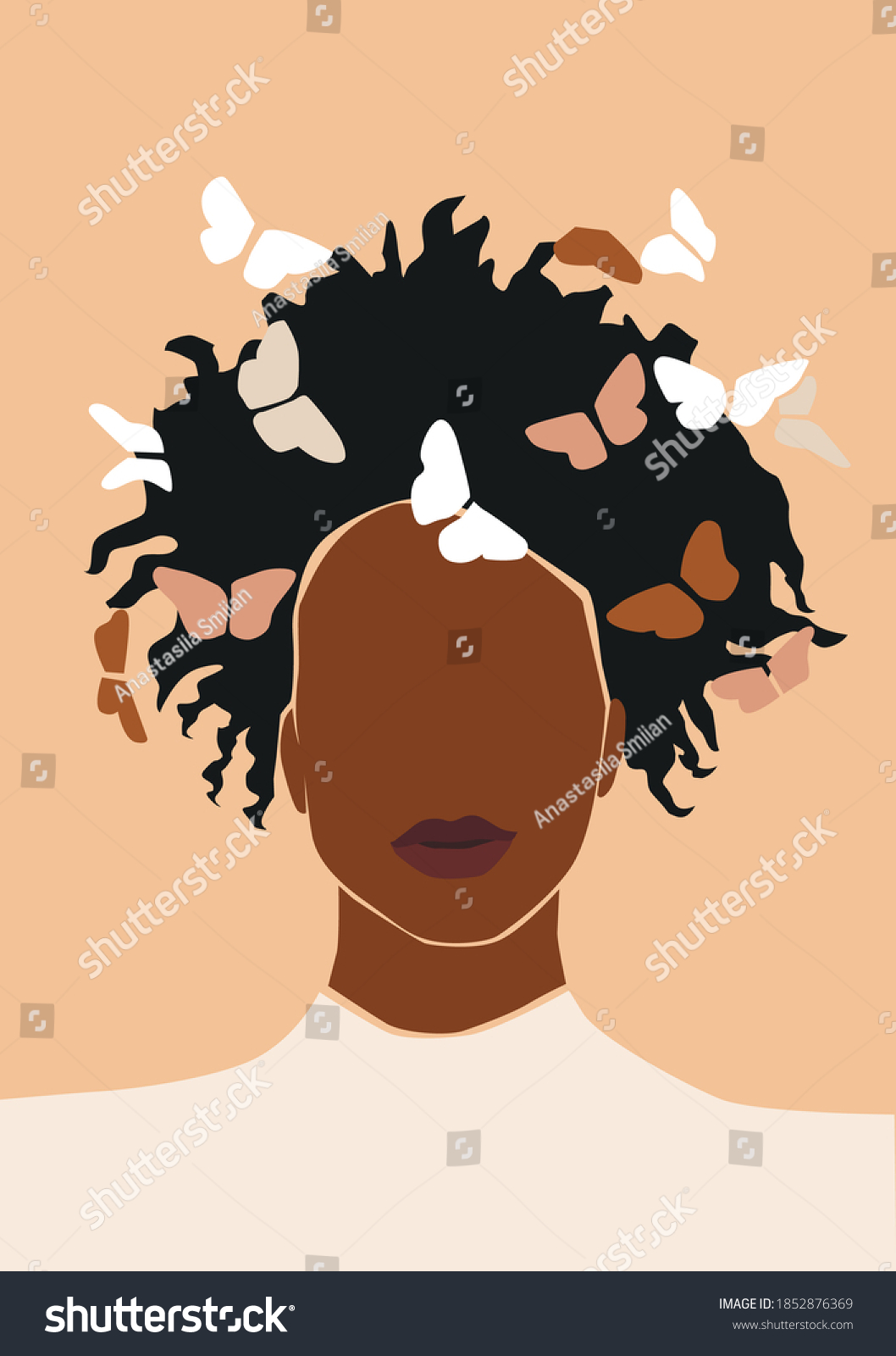 SVG of Black afro abstract woman face. Vector girl portrait. svg