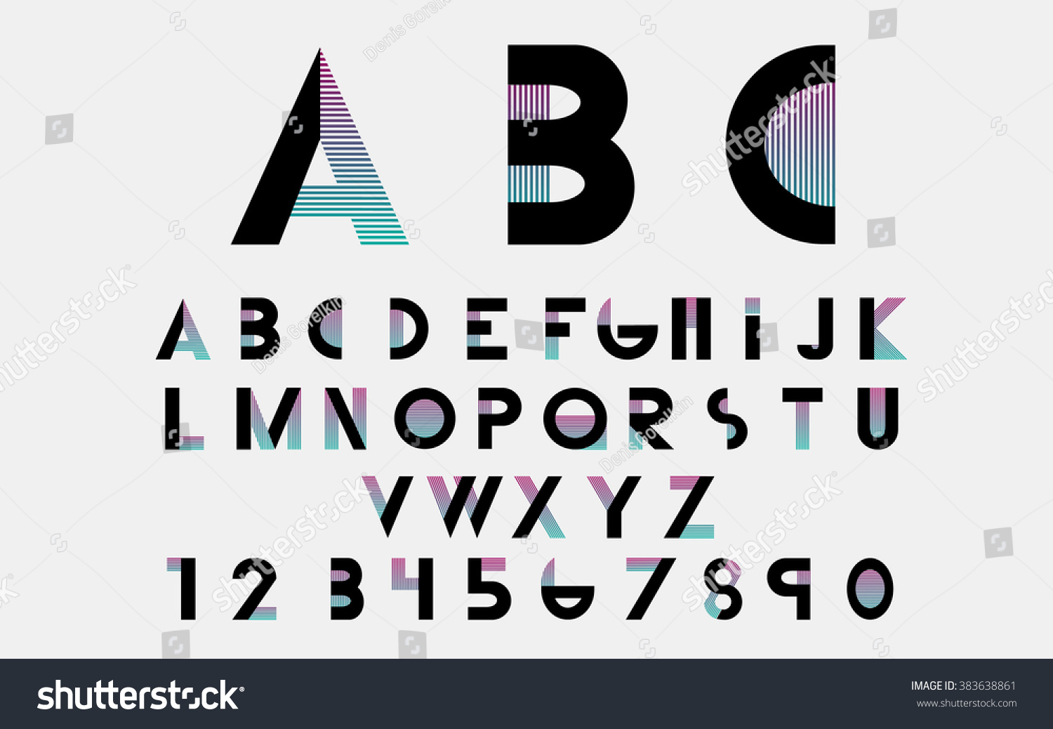 Black Alphabetic Fonts Numbers Color Lines Stock Vector (Royalty Free ...