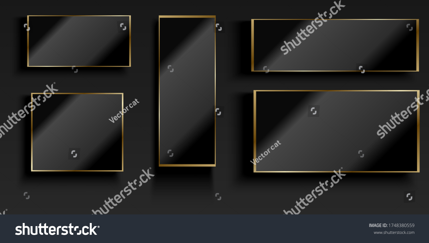 Black Gold Frame Light Effects Shiny Stock Vector (Royalty Free) 1748380559