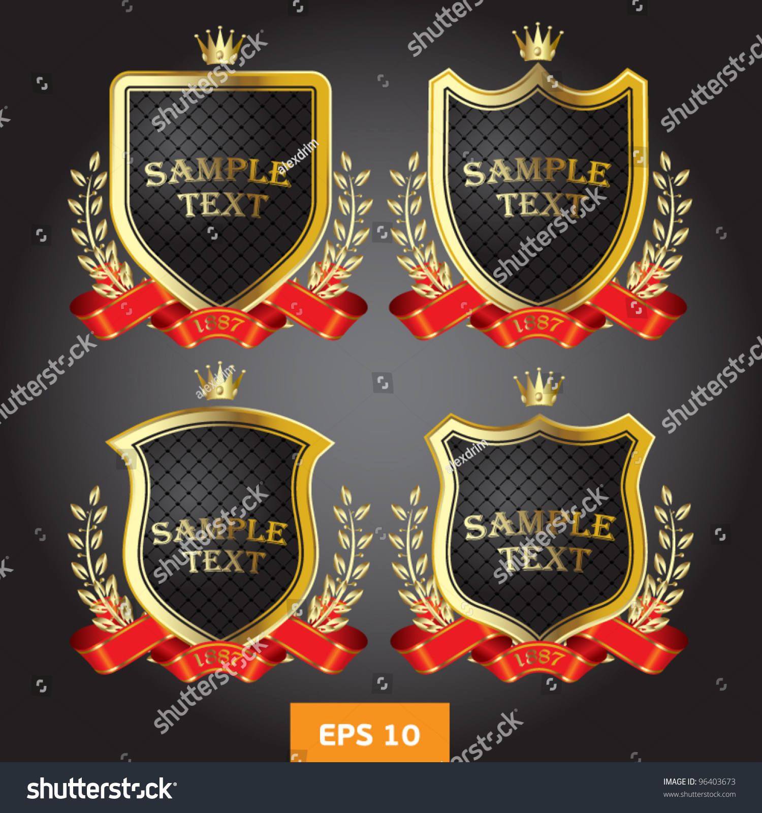 black gold labels heraldic