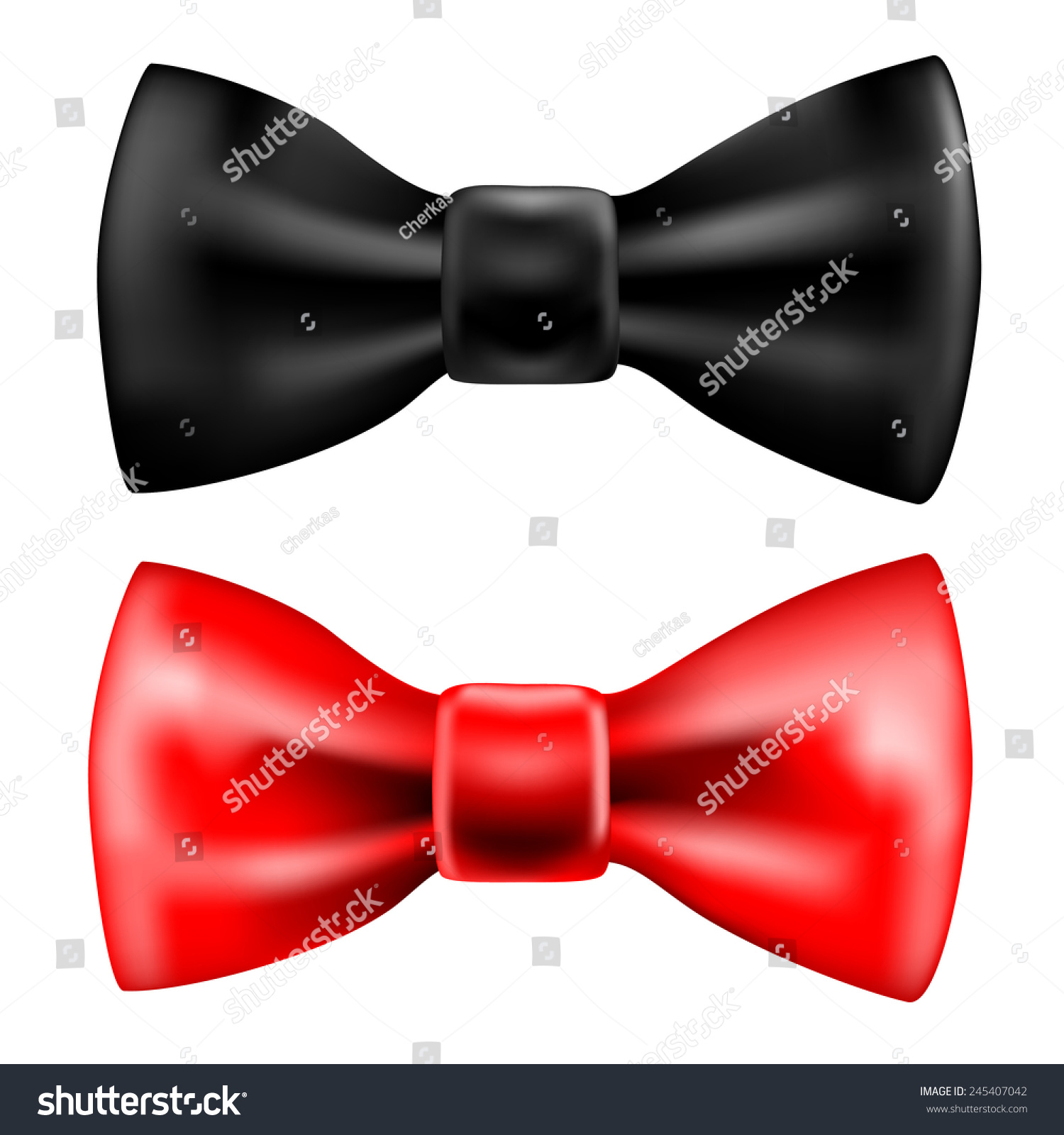 Black Red Bowtie Isolated On White Stock Vector 245407042 - Shutterstock