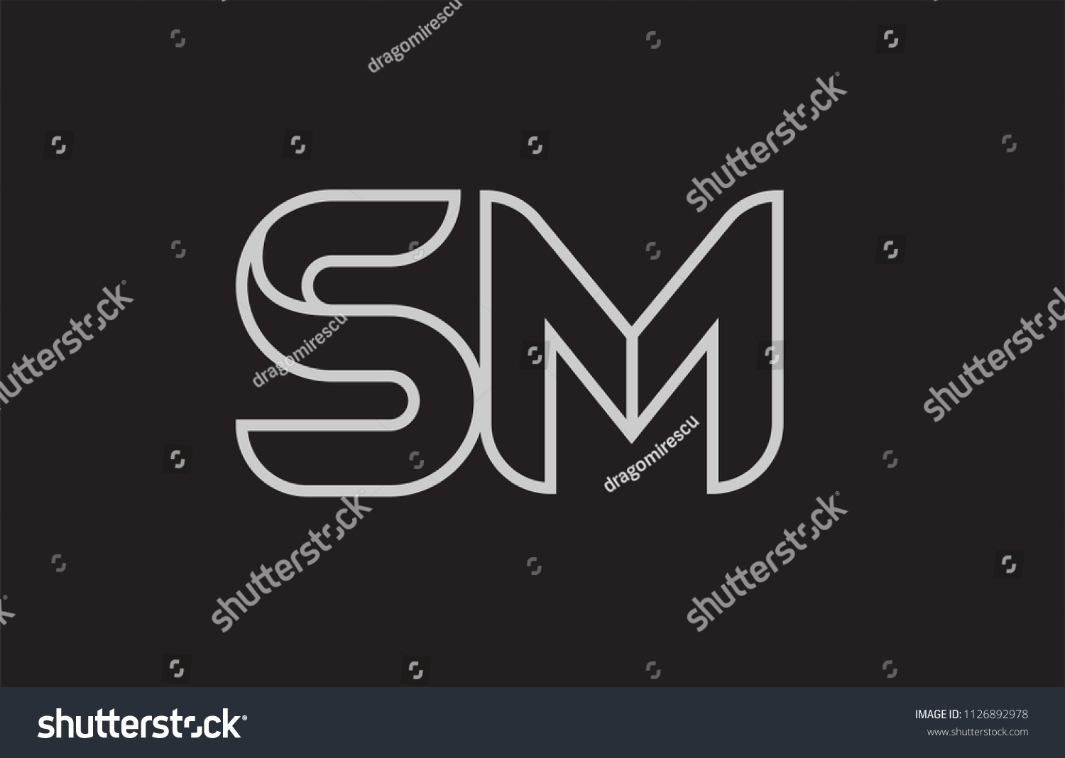 Black White Alphabet Letter Sm S Stock Vector (Royalty Free) 1126892978 ...