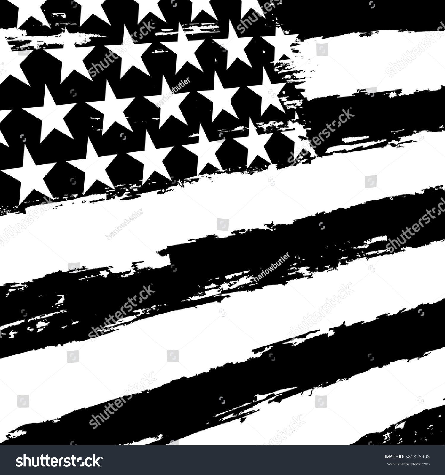 Black White American Flag Stock Vector 581826406 - Shutterstock