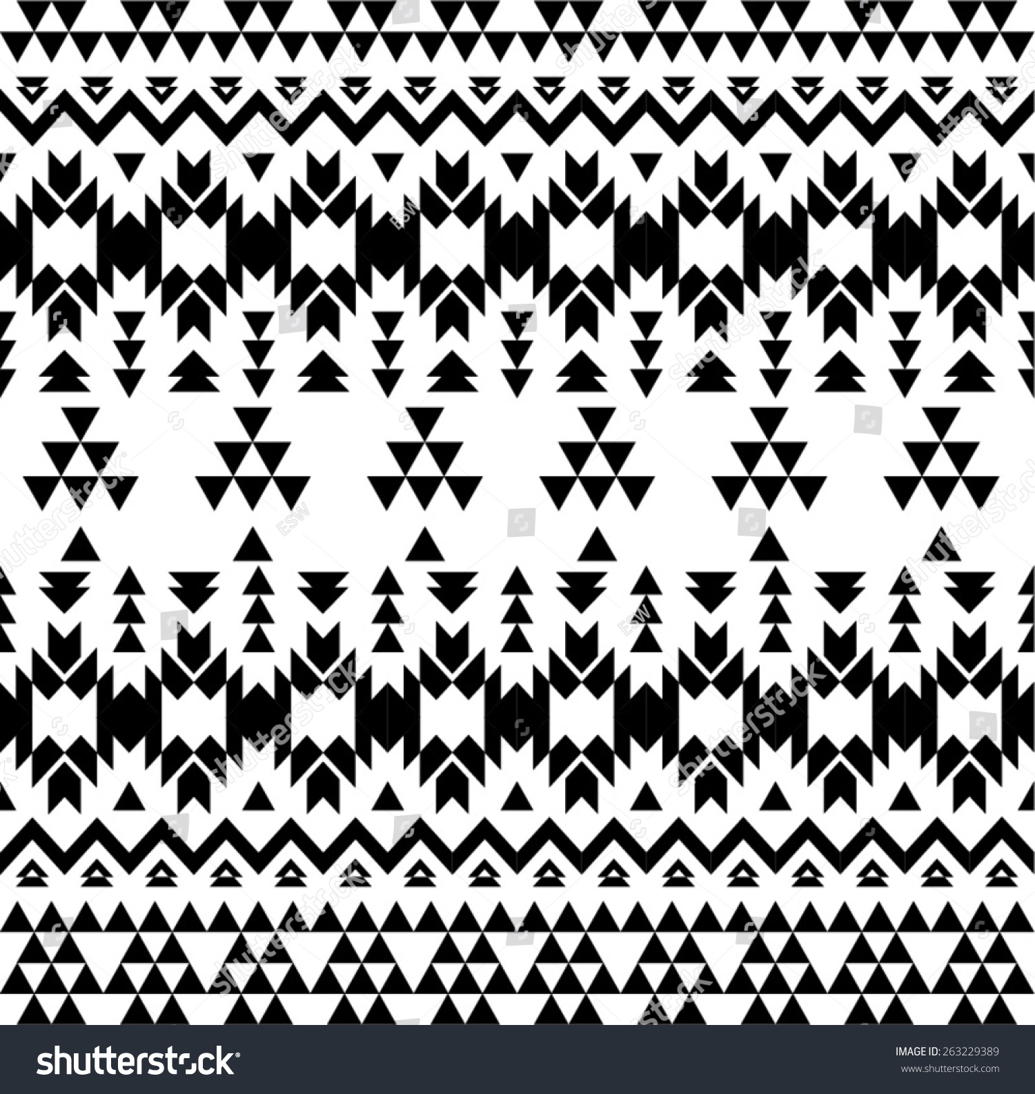 Black White Aztec Seamless Background Stock Vector (Royalty Free) 263229389