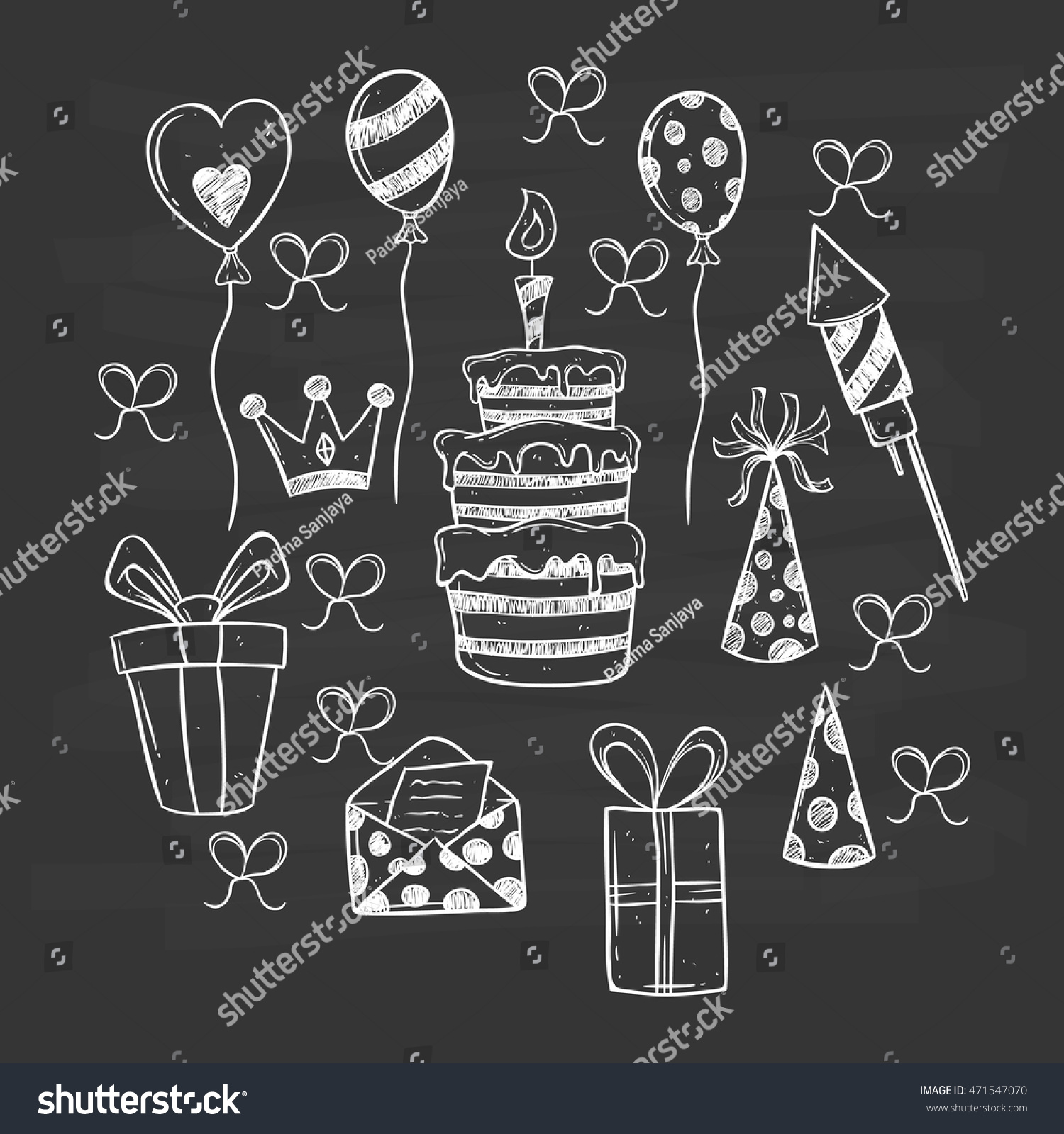 Black White Birthday Party Icons Set Royalty Free Stock Image