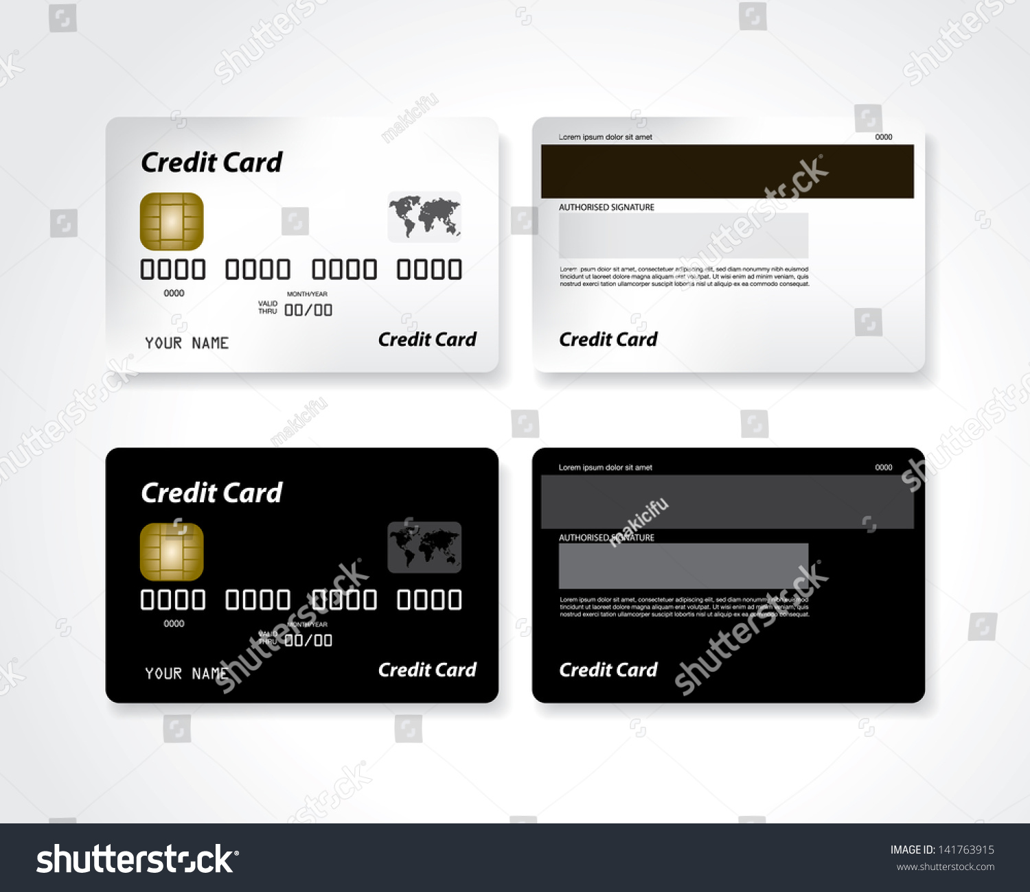 Black White Blank Credit Card Stock Vector (Royalty Free) 141763915 ...