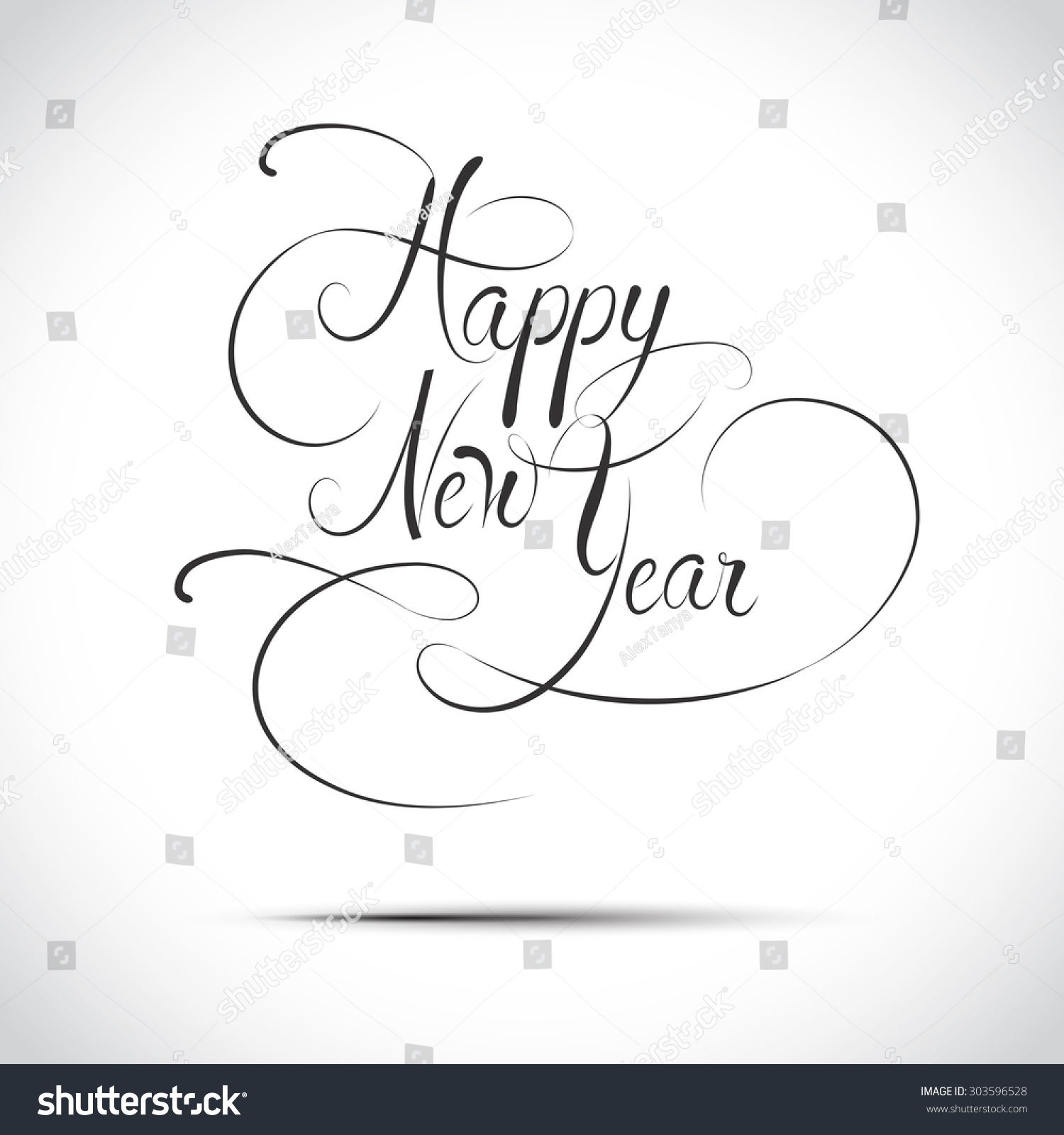 Black White Calligraphy Happy New Year Stock Vector (Royalty Free ...