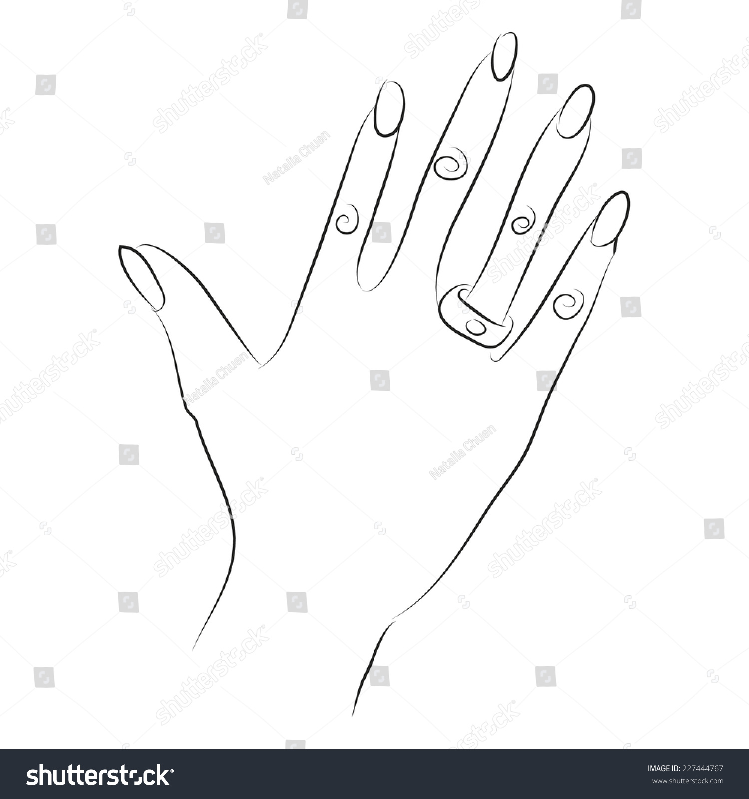 Black White Cartoon Hand Ring Vector Stock Vector (Royalty Free) 227444767