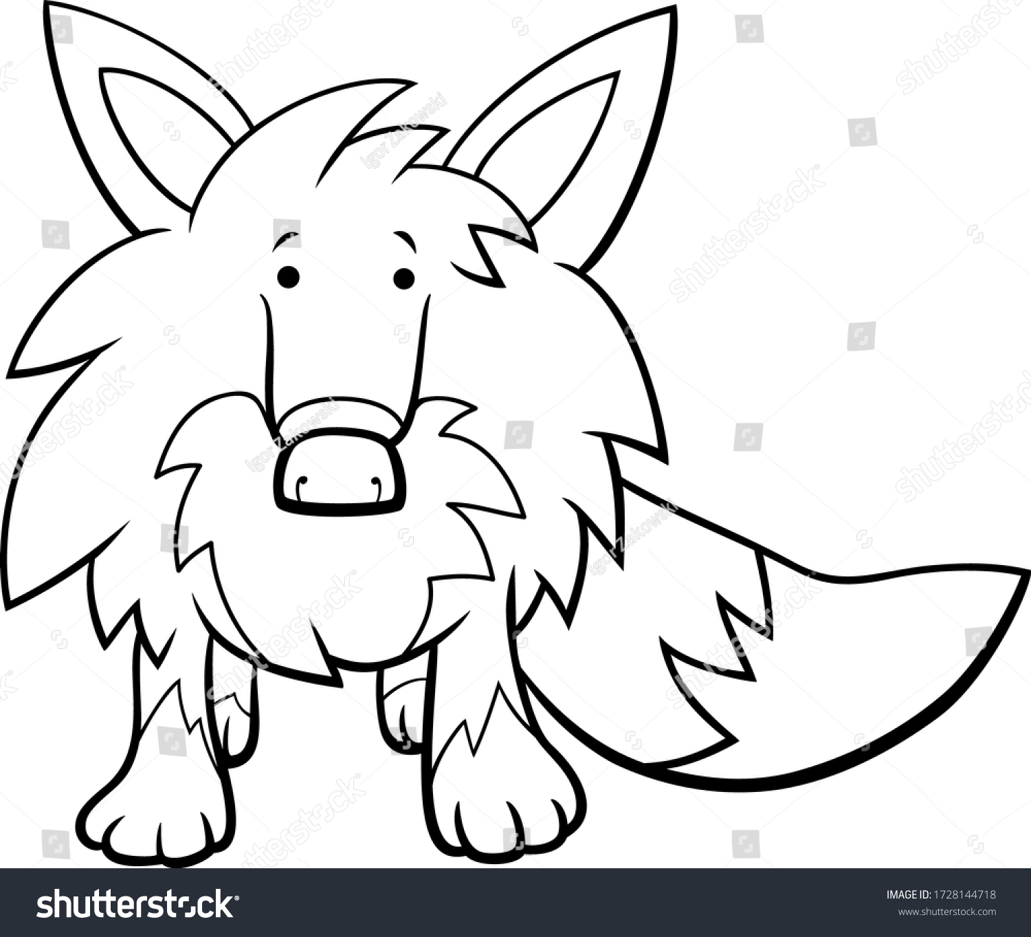 Black White Cartoon Illustration Funny Fox Stock Vector (Royalty Free ...