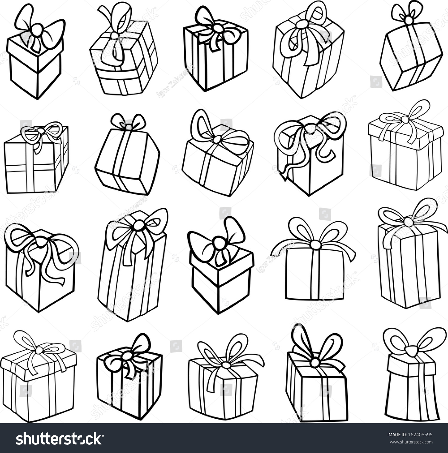 Black White Cartoon Vector Illustration Christmas Stock Vector 162405695 - Shutterstock