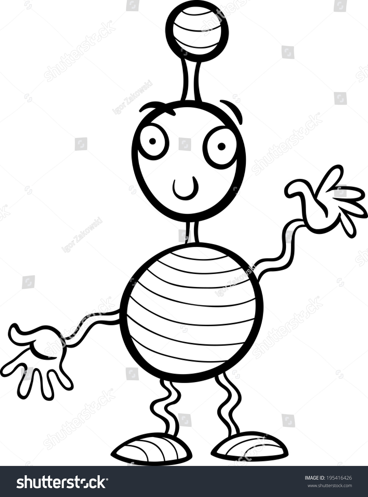 Black White Cartoon Vector Illustration Funny Stock Vector (Royalty