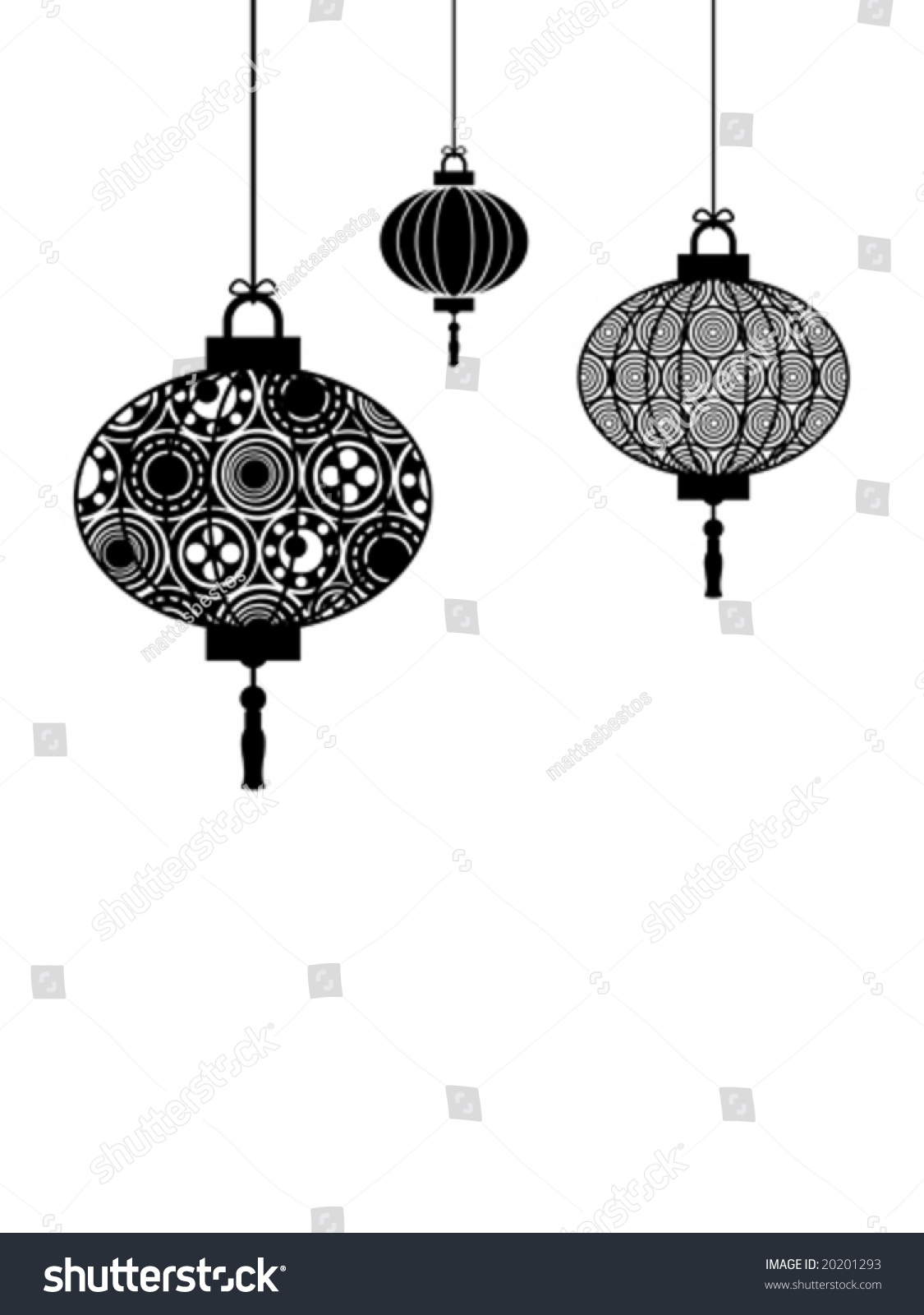 Black White Chinese Lanterns Stock Vector 20201293 - Shutterstock