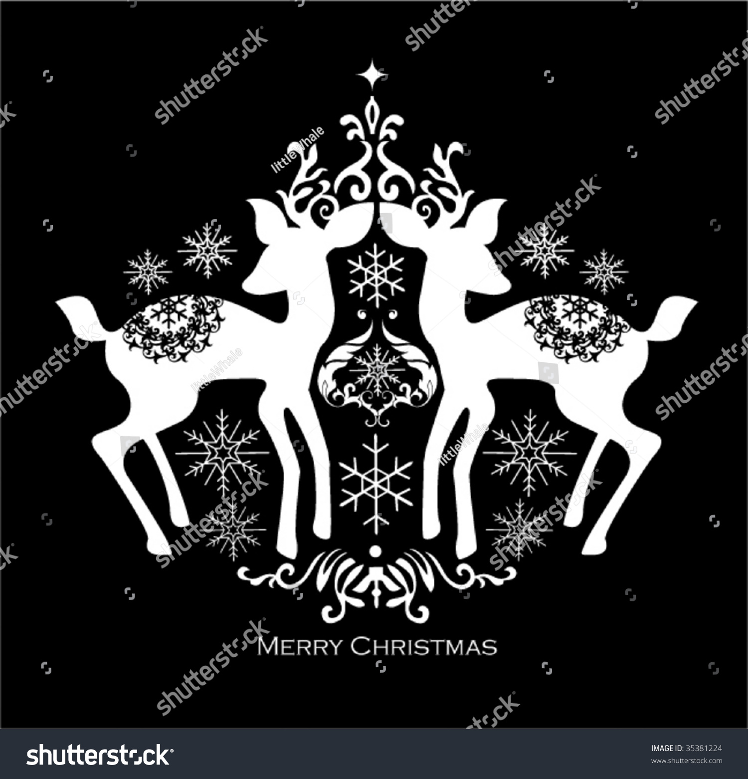 Black White Christmas Design Stock Vector 35381224 - Shutterstock