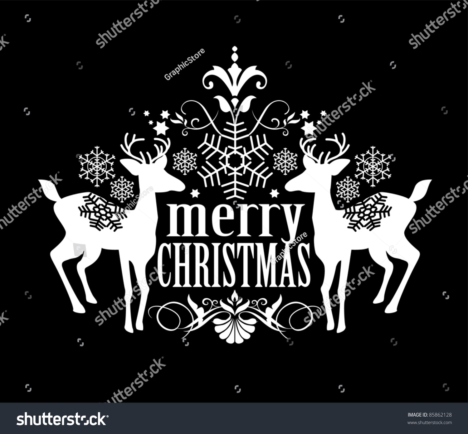 Black And White Christmas Design Stock Vector 85862128 : Shutterstock