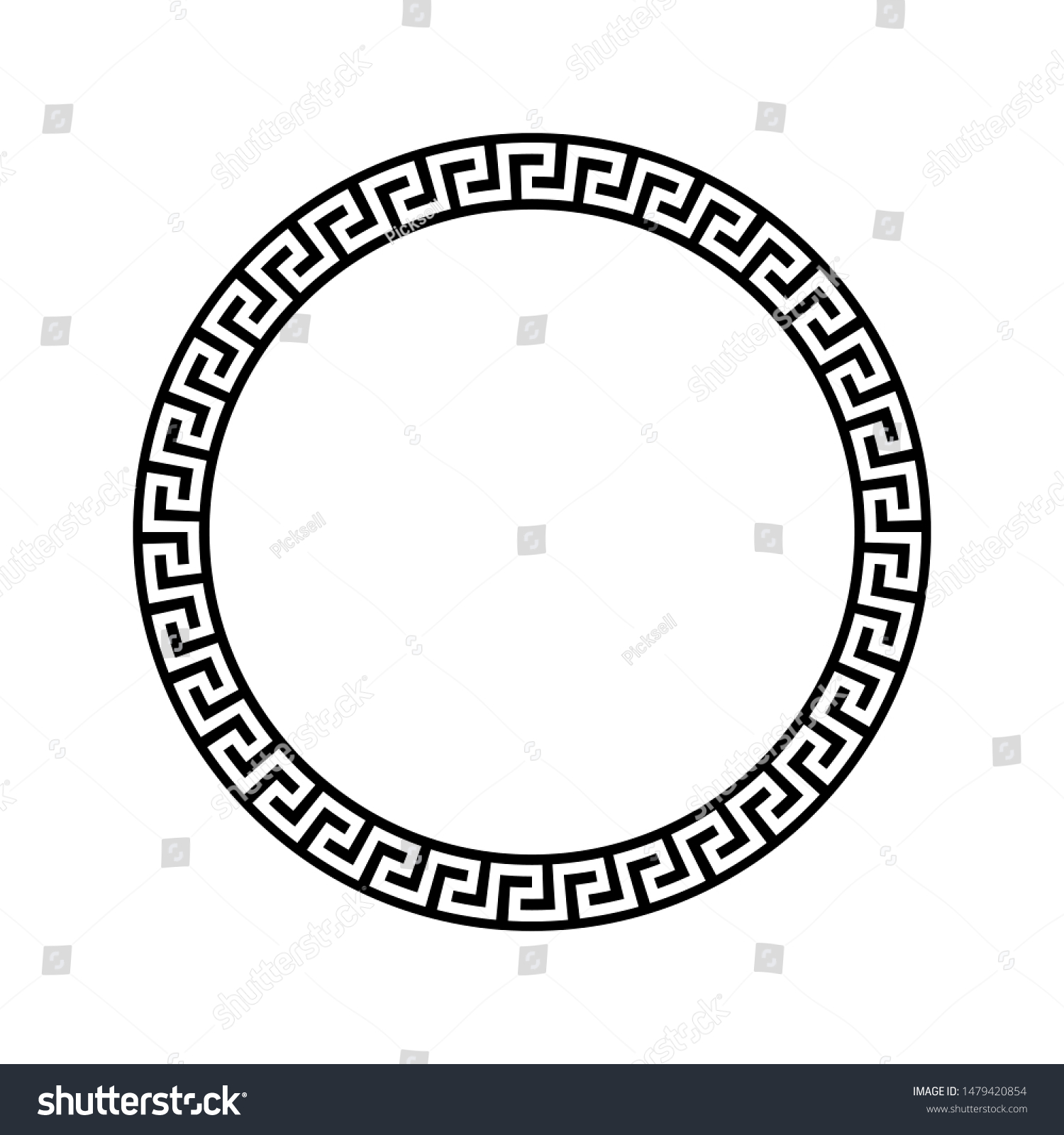 Black White Circular Frame Ancient Greek Stock Vector (Royalty Free ...