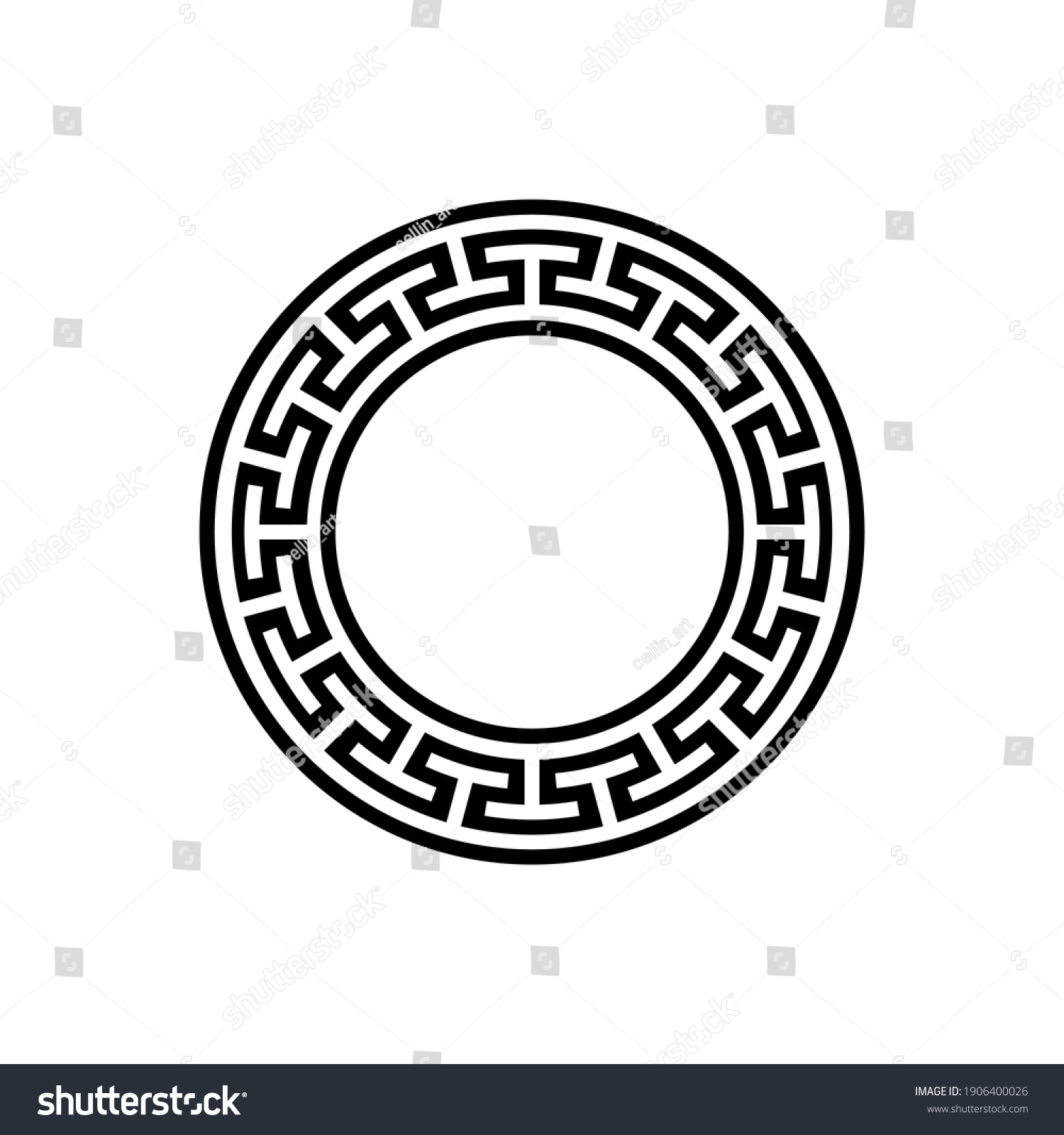 Black White Circular Frame Ancient Greek Stock Vector (Royalty Free ...