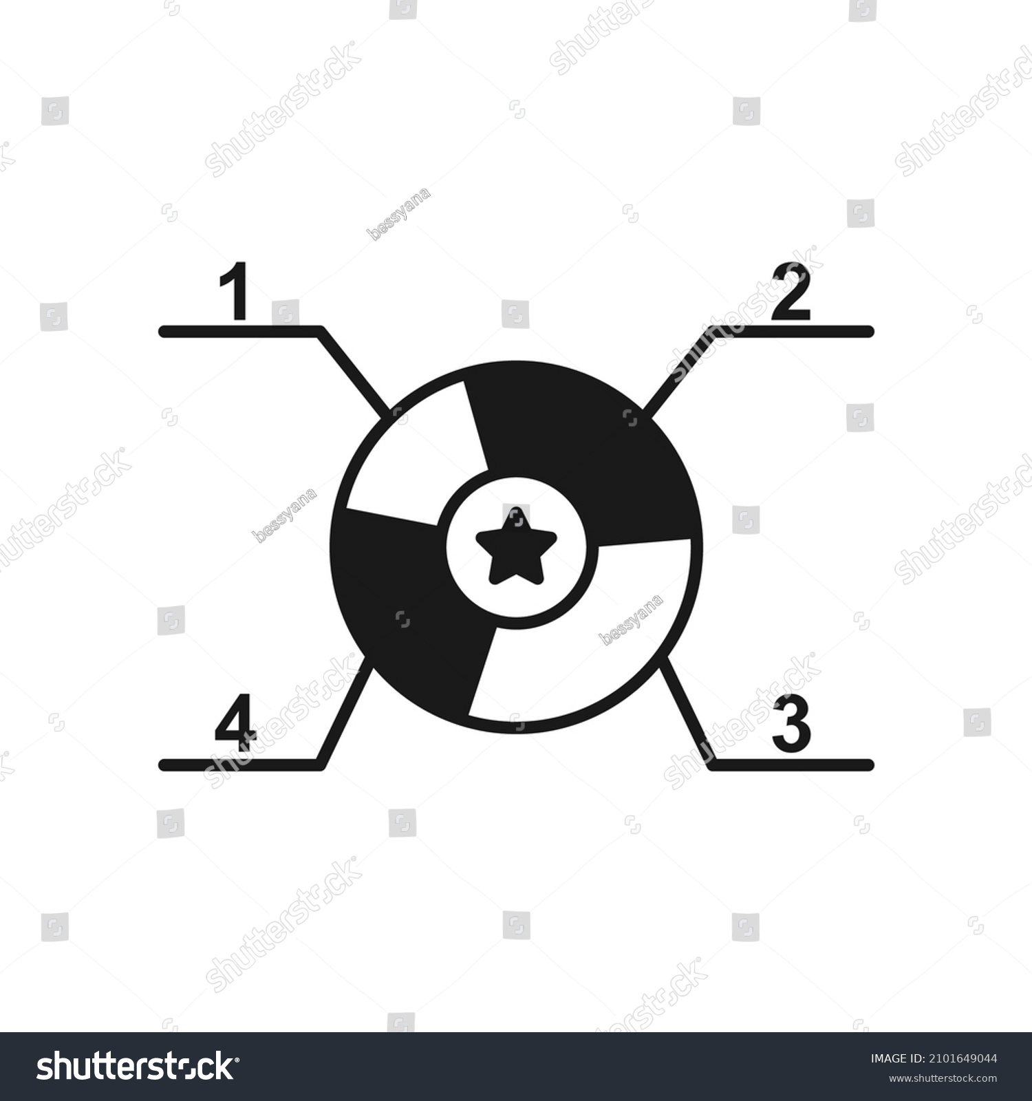 Black White Detalized Pie Chart Poster Stock Vector (Royalty Free