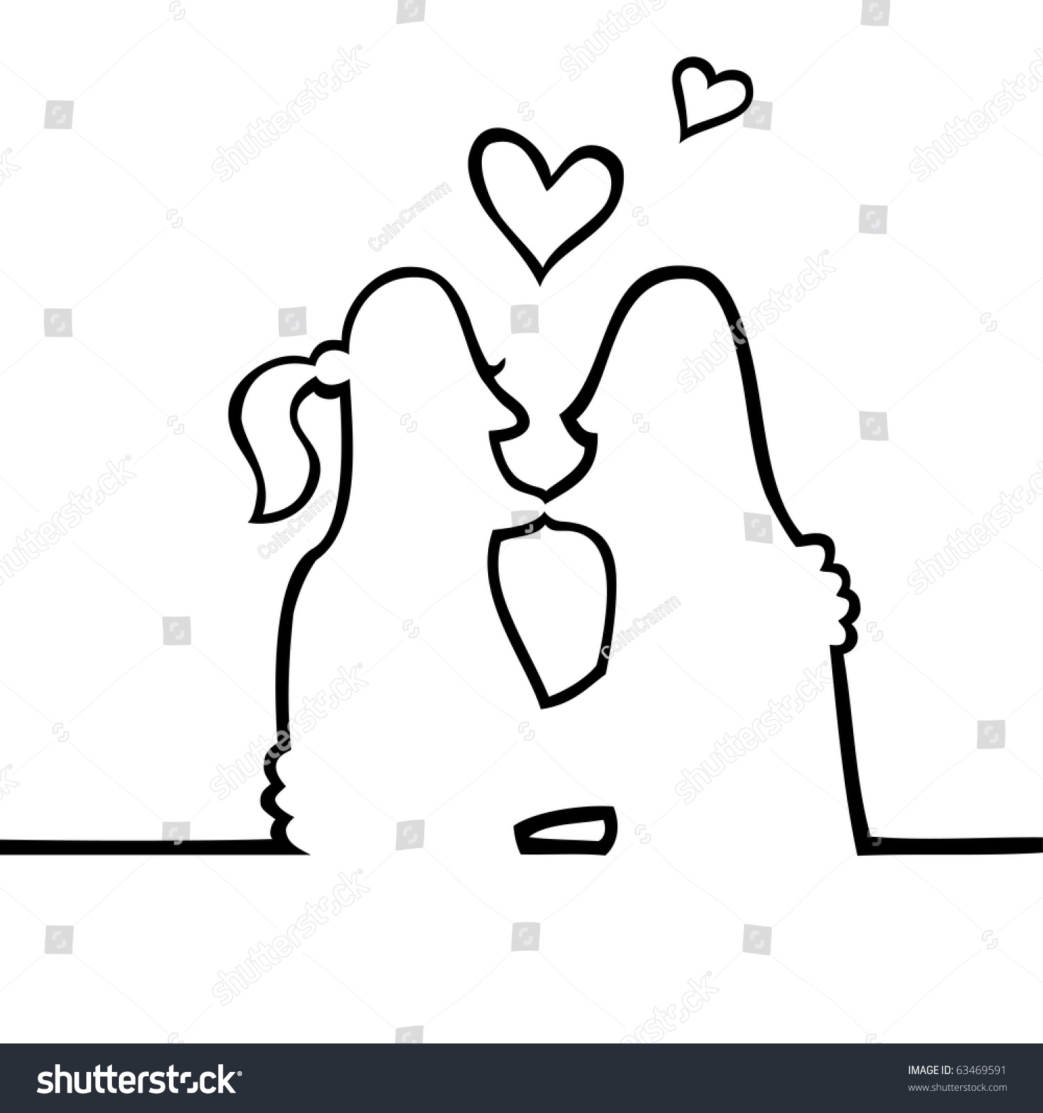 black white drawing two people kissing stock vector royalty free