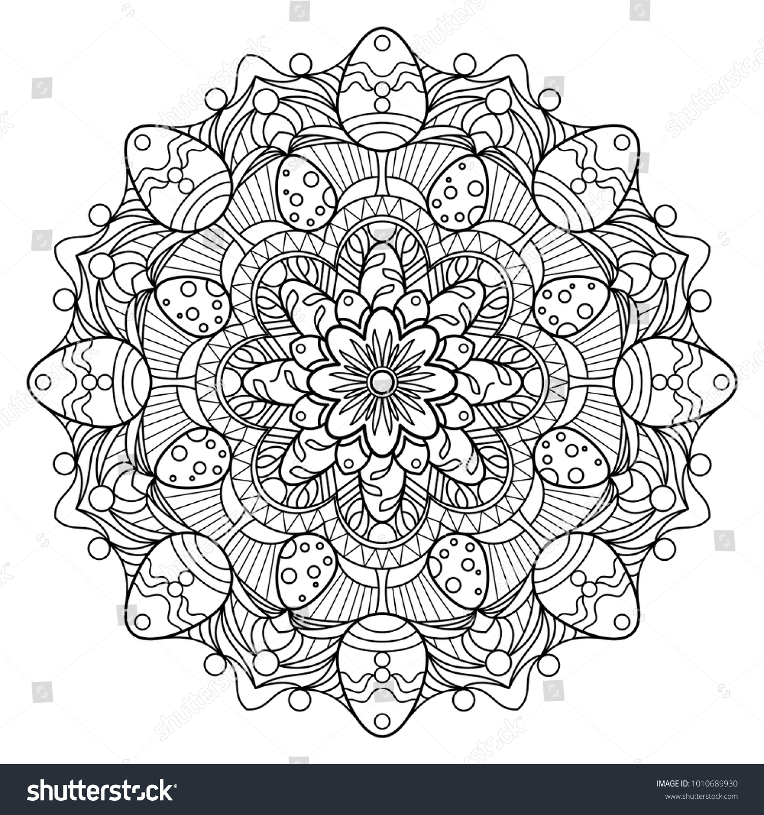 Download Black White Easter Mandala Made Lines Stock Vector ...