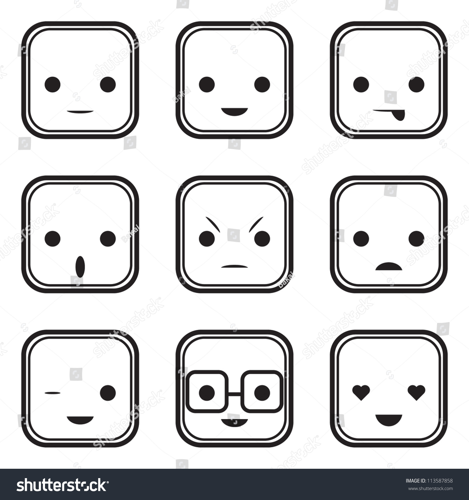 Black White Face Expression Icons Stock Vector 113587858 - Shutterstock