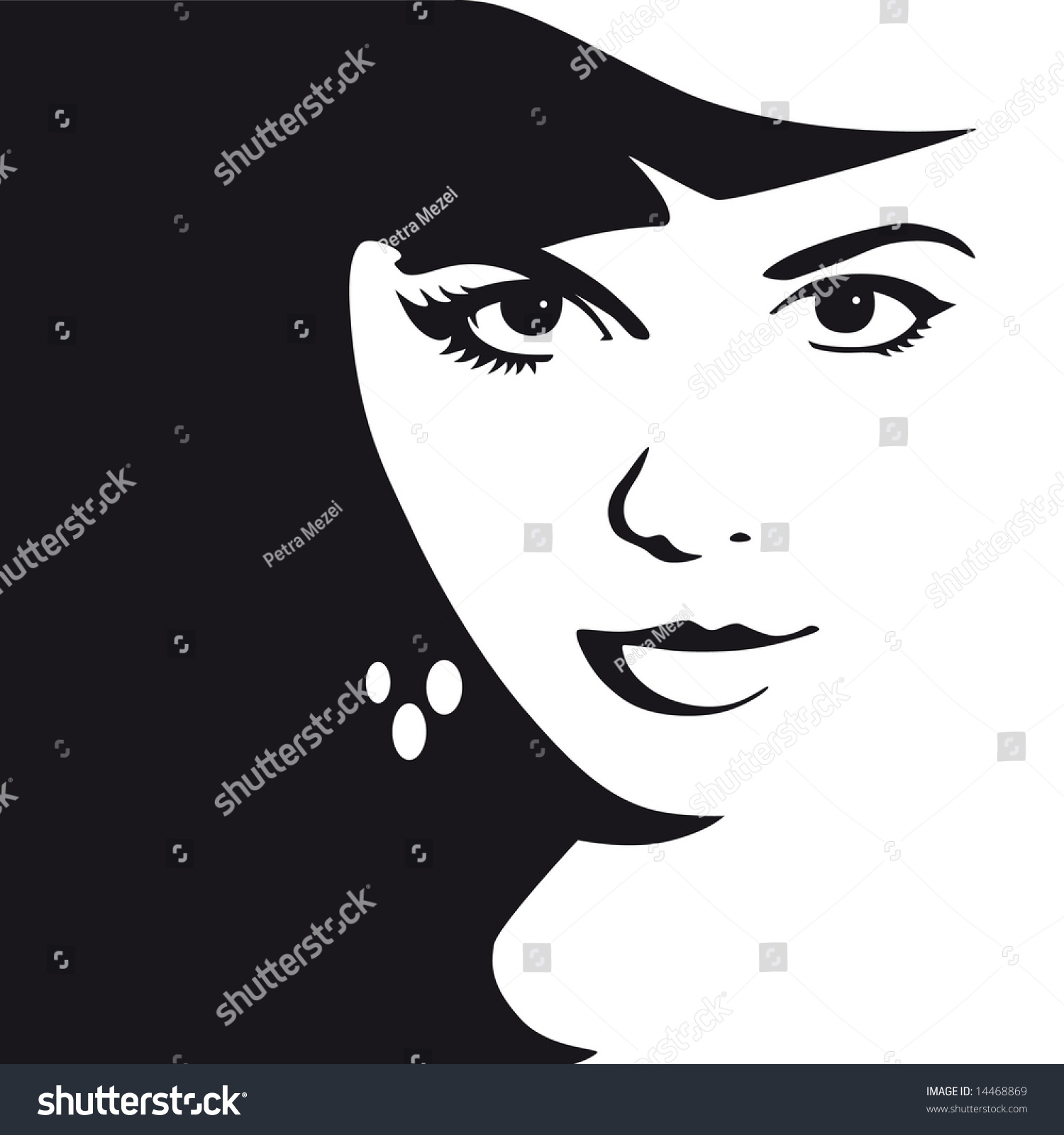 Download Black White Female Face Vector Illustration Stock Vector ...