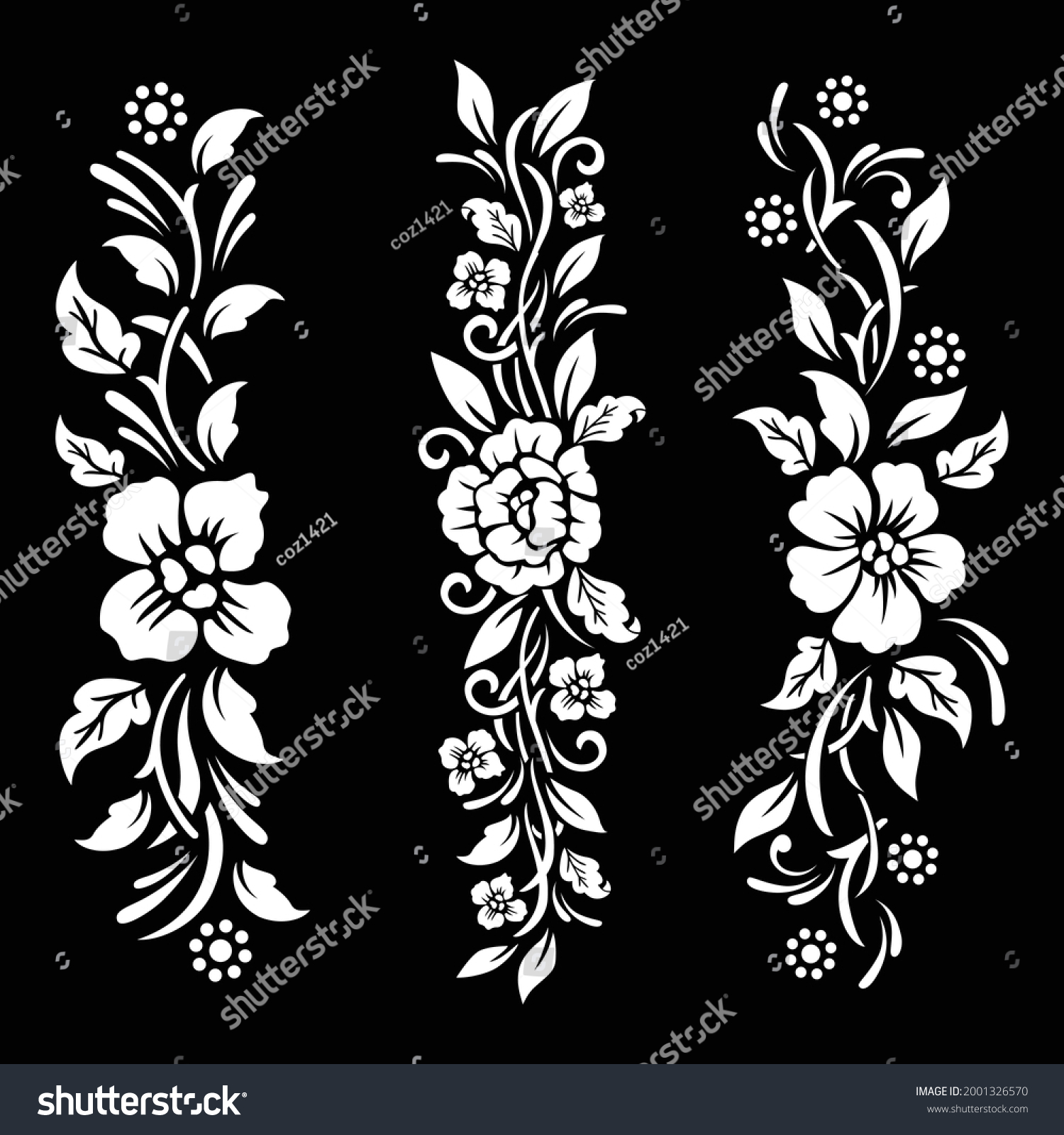 SVG of Black and white Floral cut file with temporary tattoo design svg