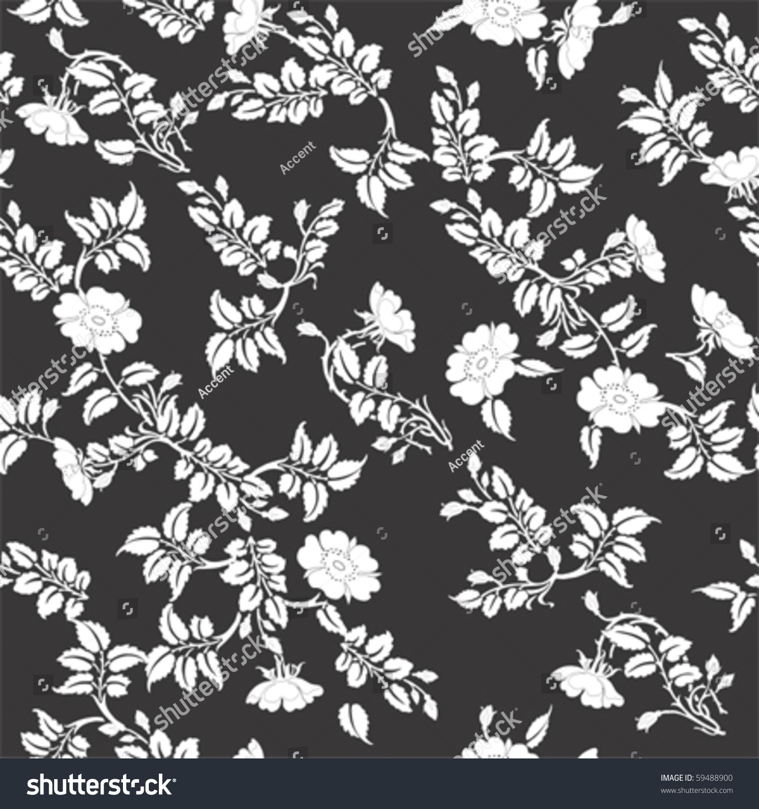 Black White Floral Pattern Vector Format Stock Vector (Royalty Free